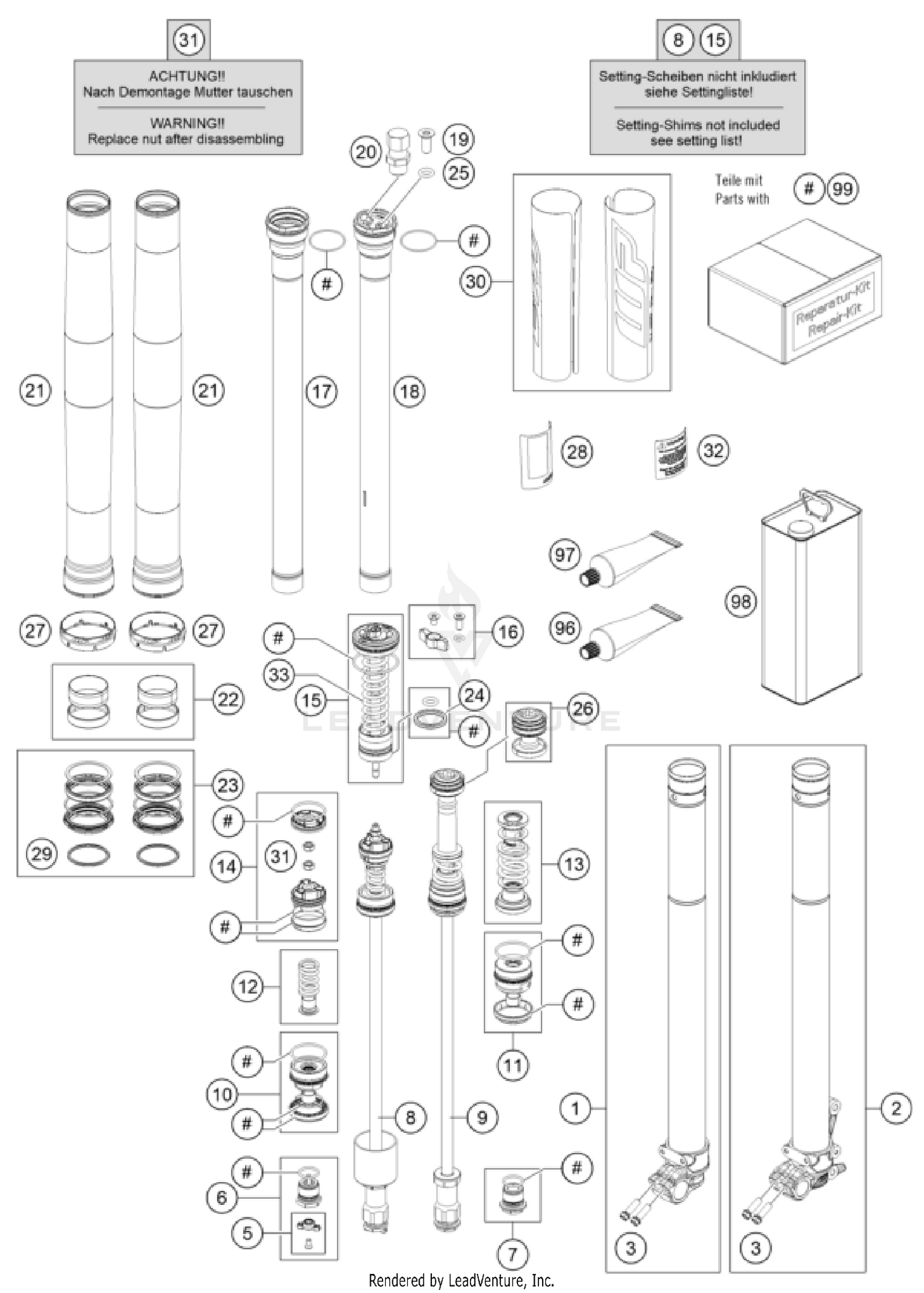 FRONT FORK DISASSEMBLED