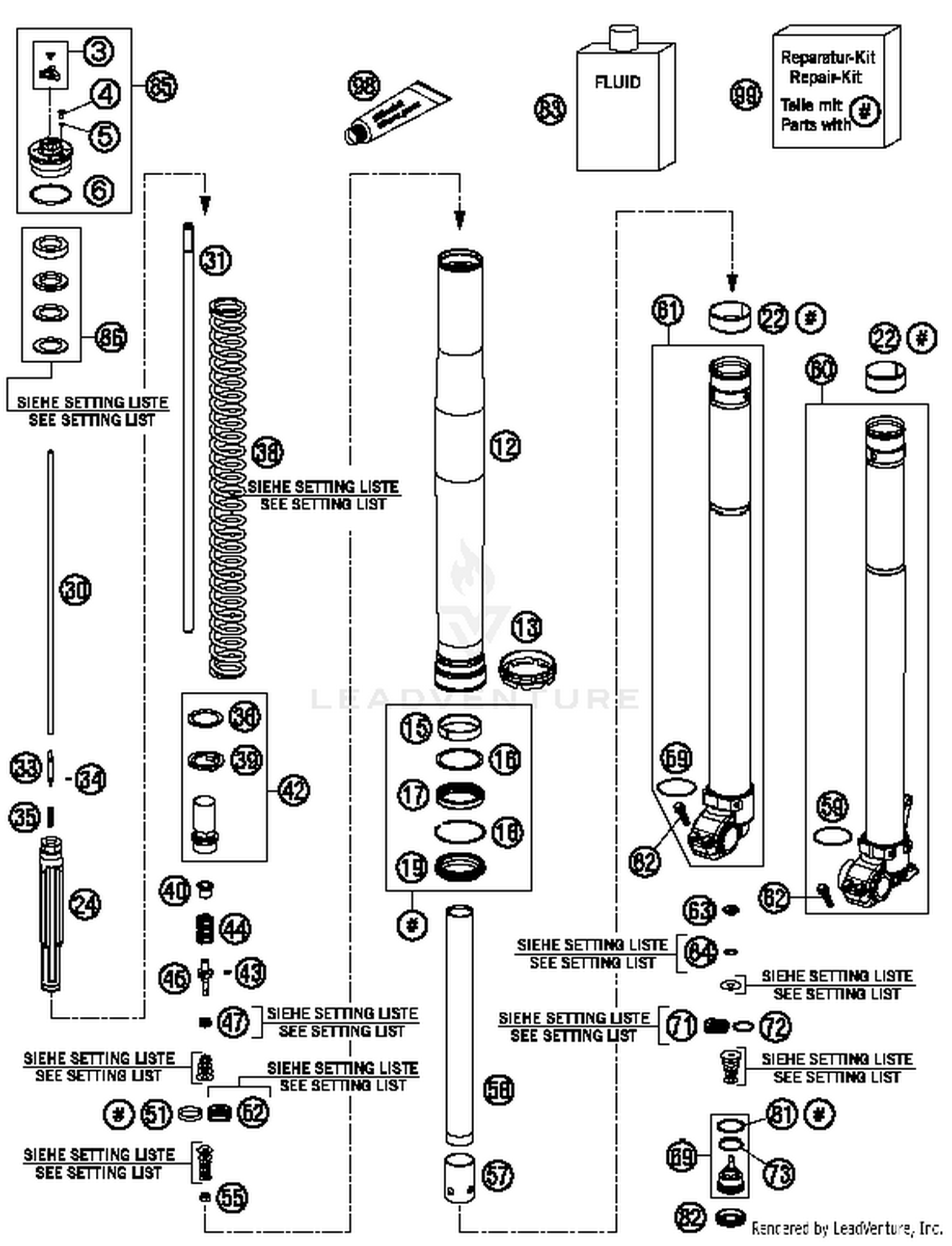 Front Fork, Disassembled