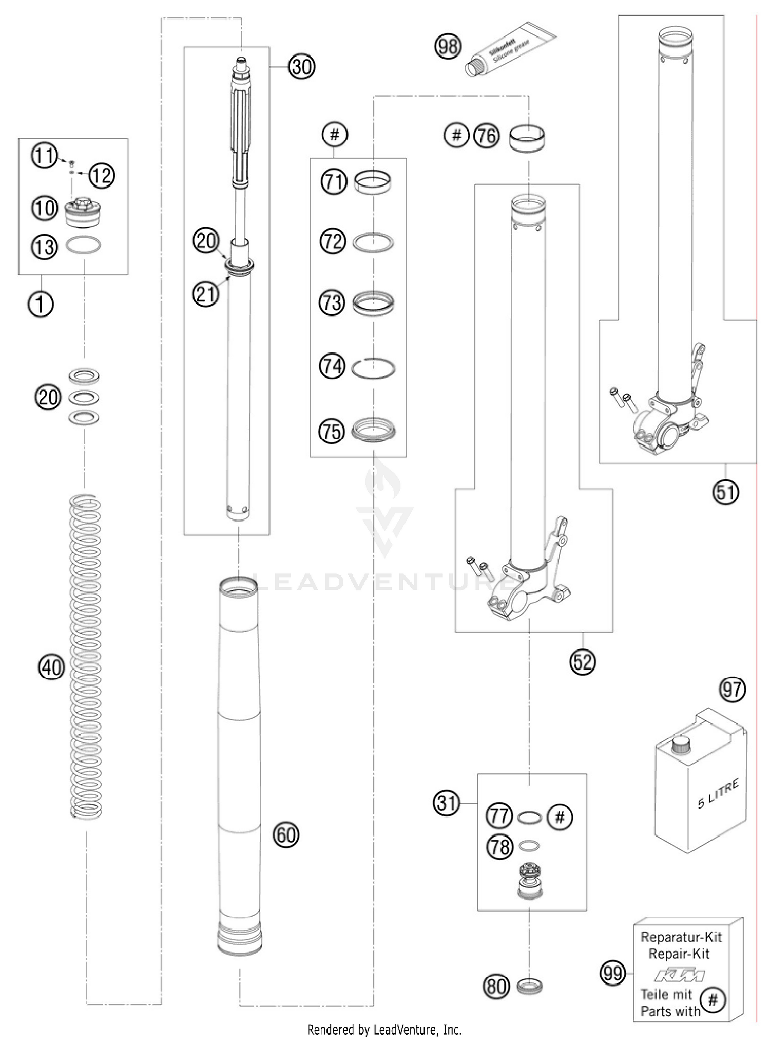 Front Fork, Disassembled