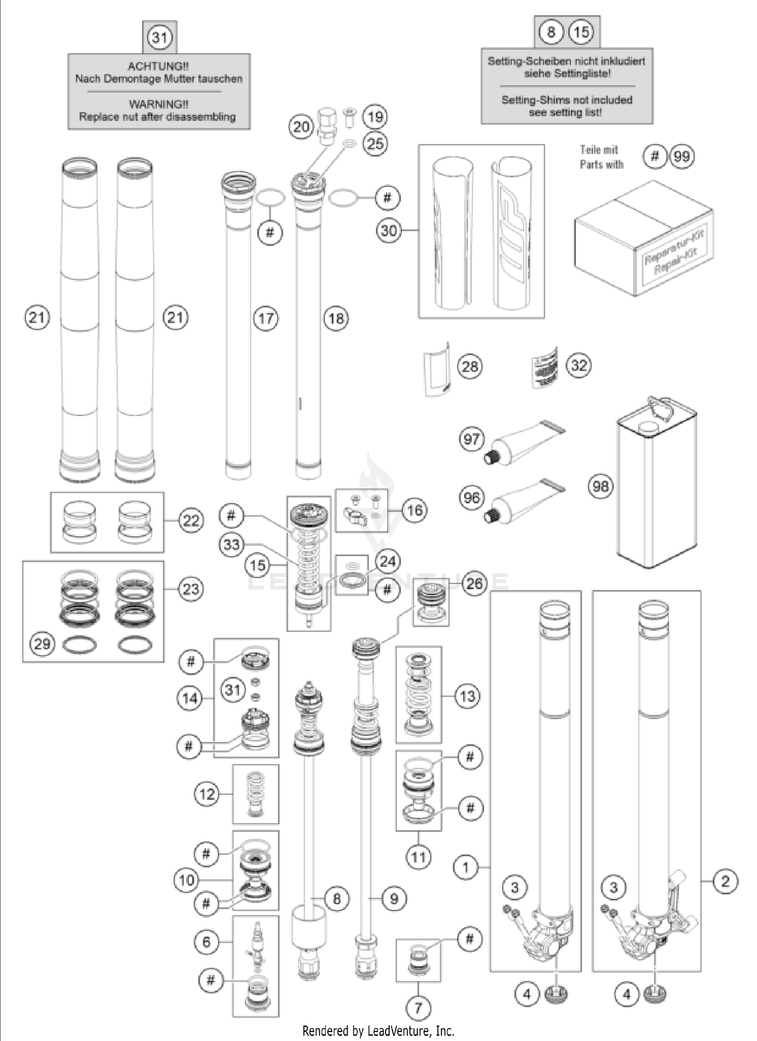 FRONT FORK DISASSEMBLED