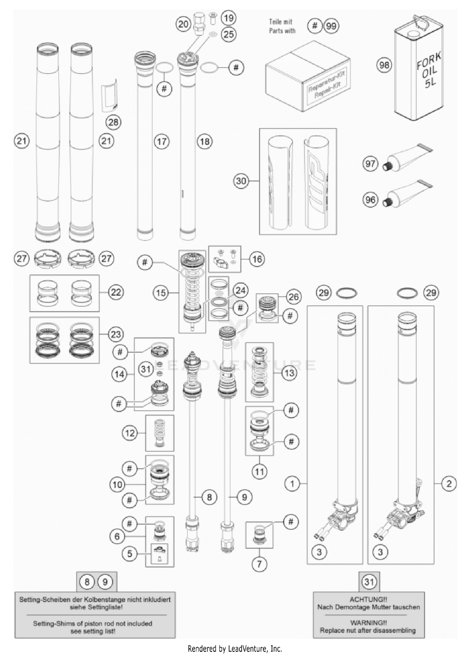 FRONT FORK DISASSEMBLED