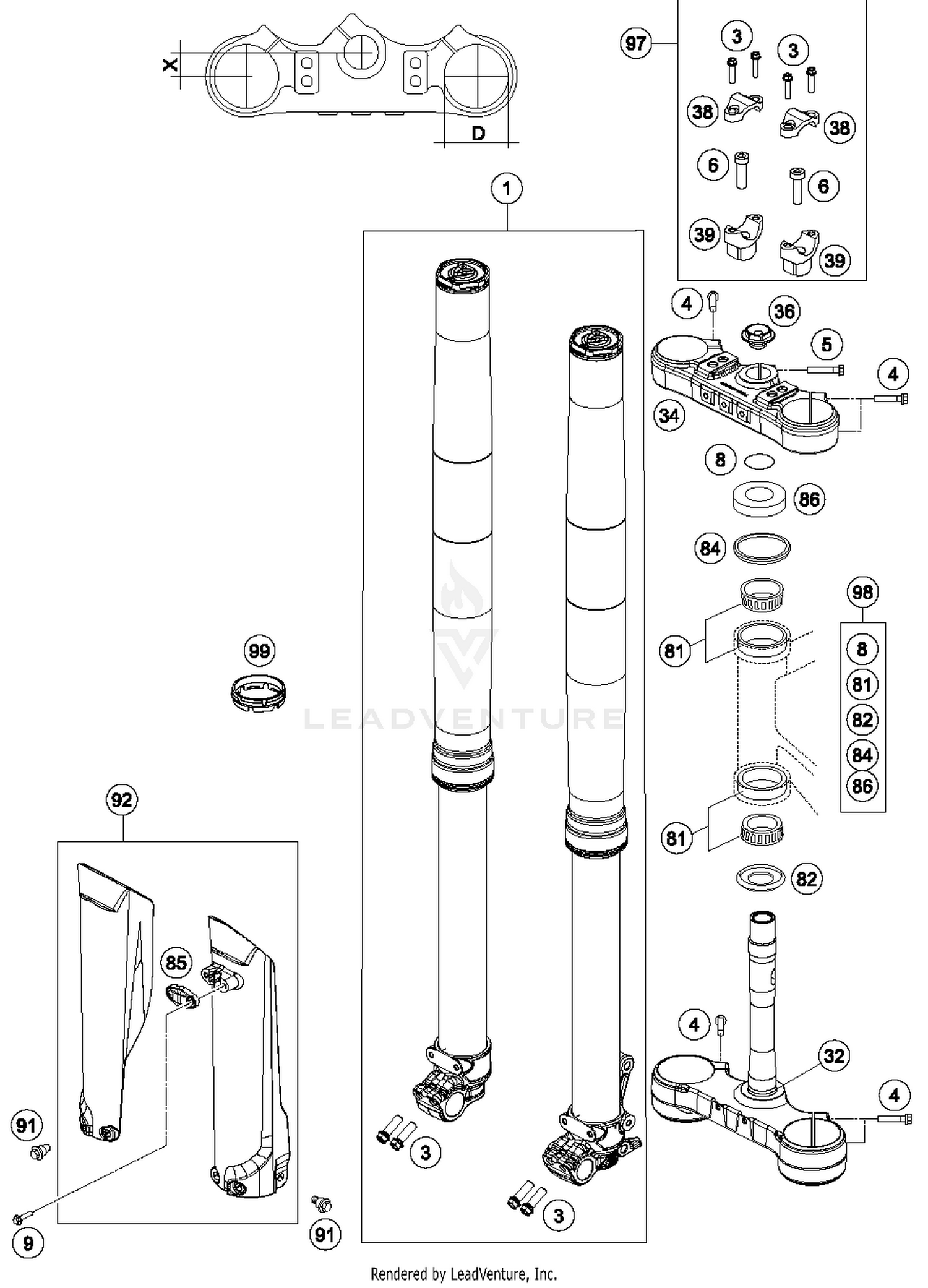 Front Fork, Triple Clamp
