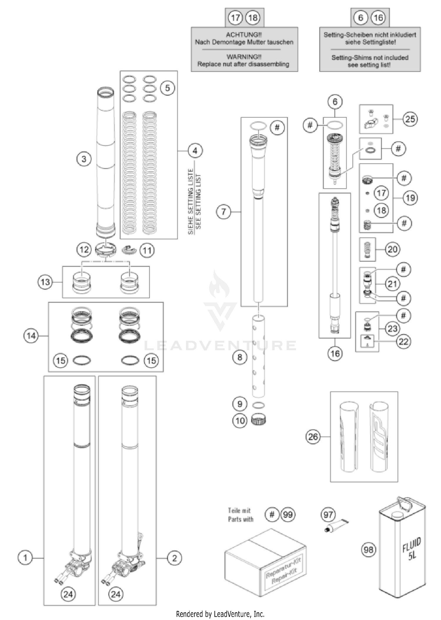 FRONT FORK DISASSEMBLED