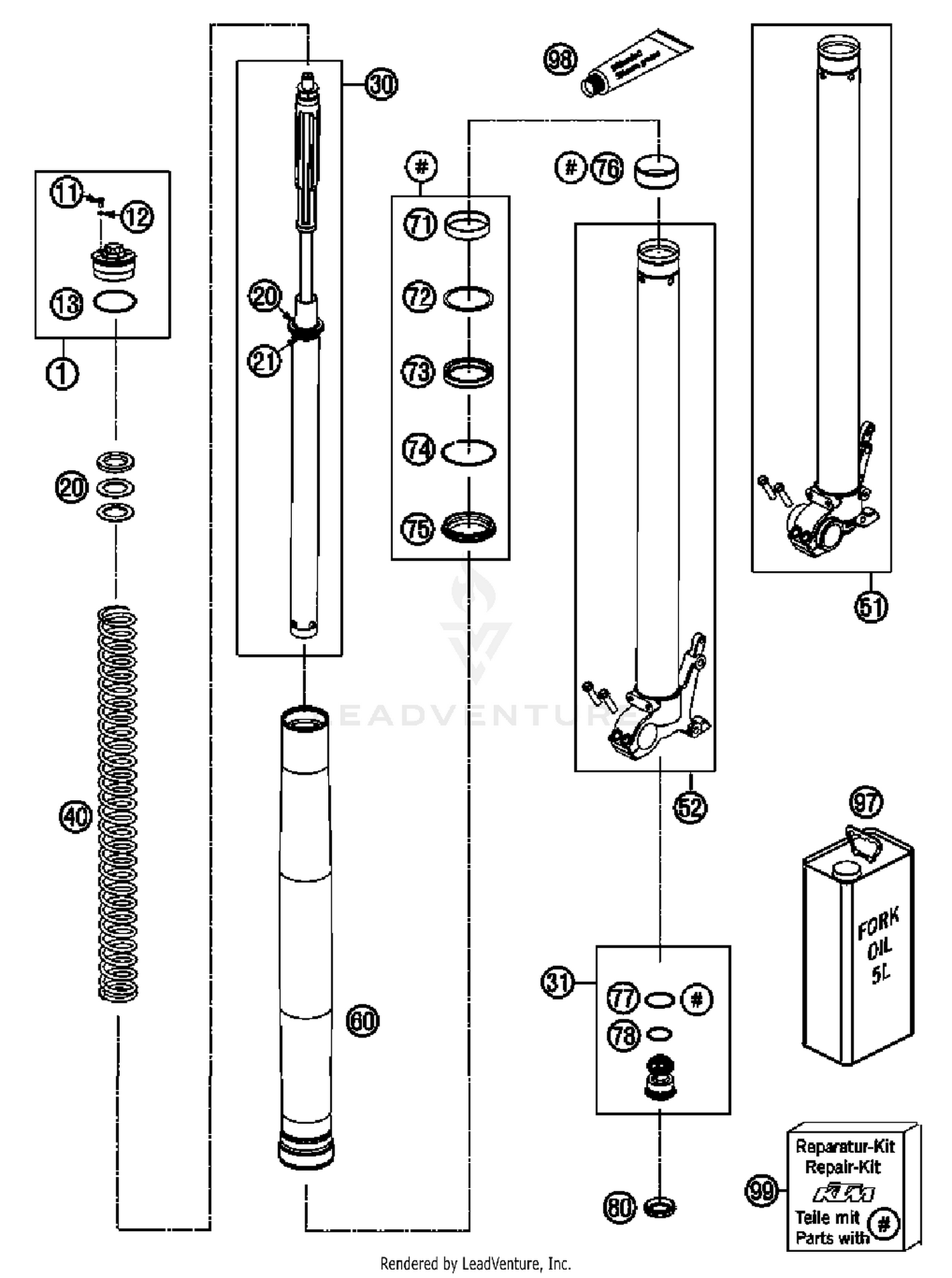 Front Fork, Disassembled