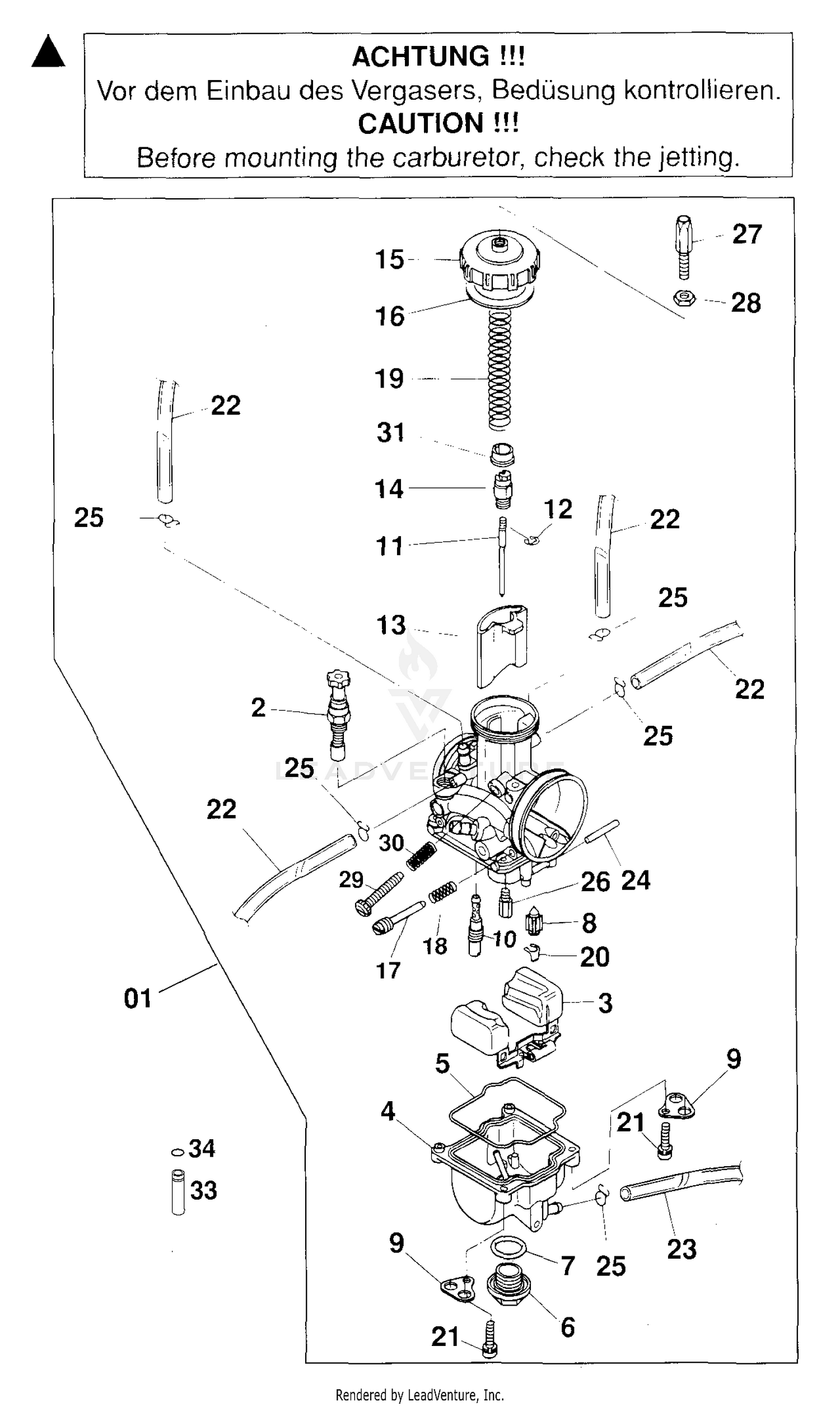 Carburetor PWK 38 AG