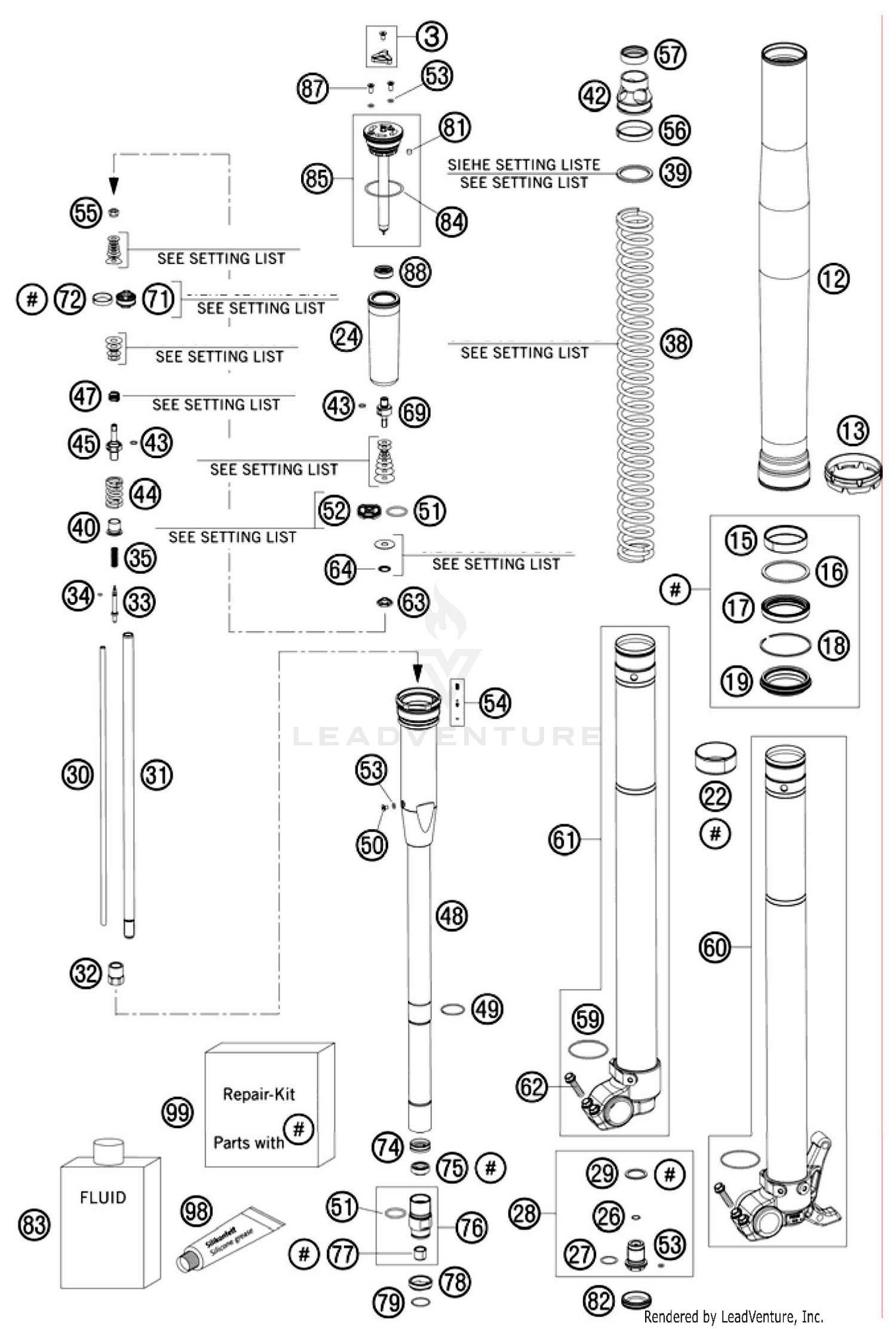 Front Fork, Disassembled