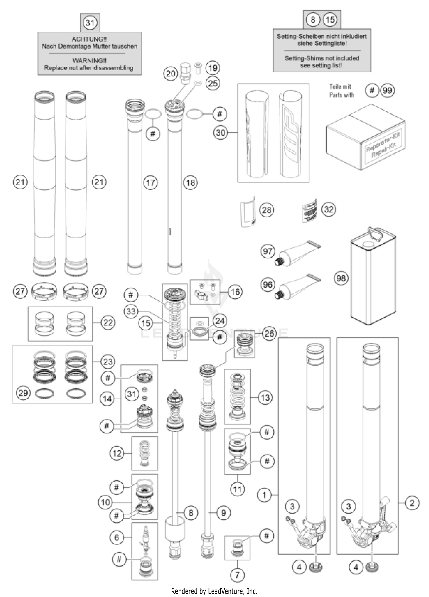 FRONT FORK DISASSEMBLED