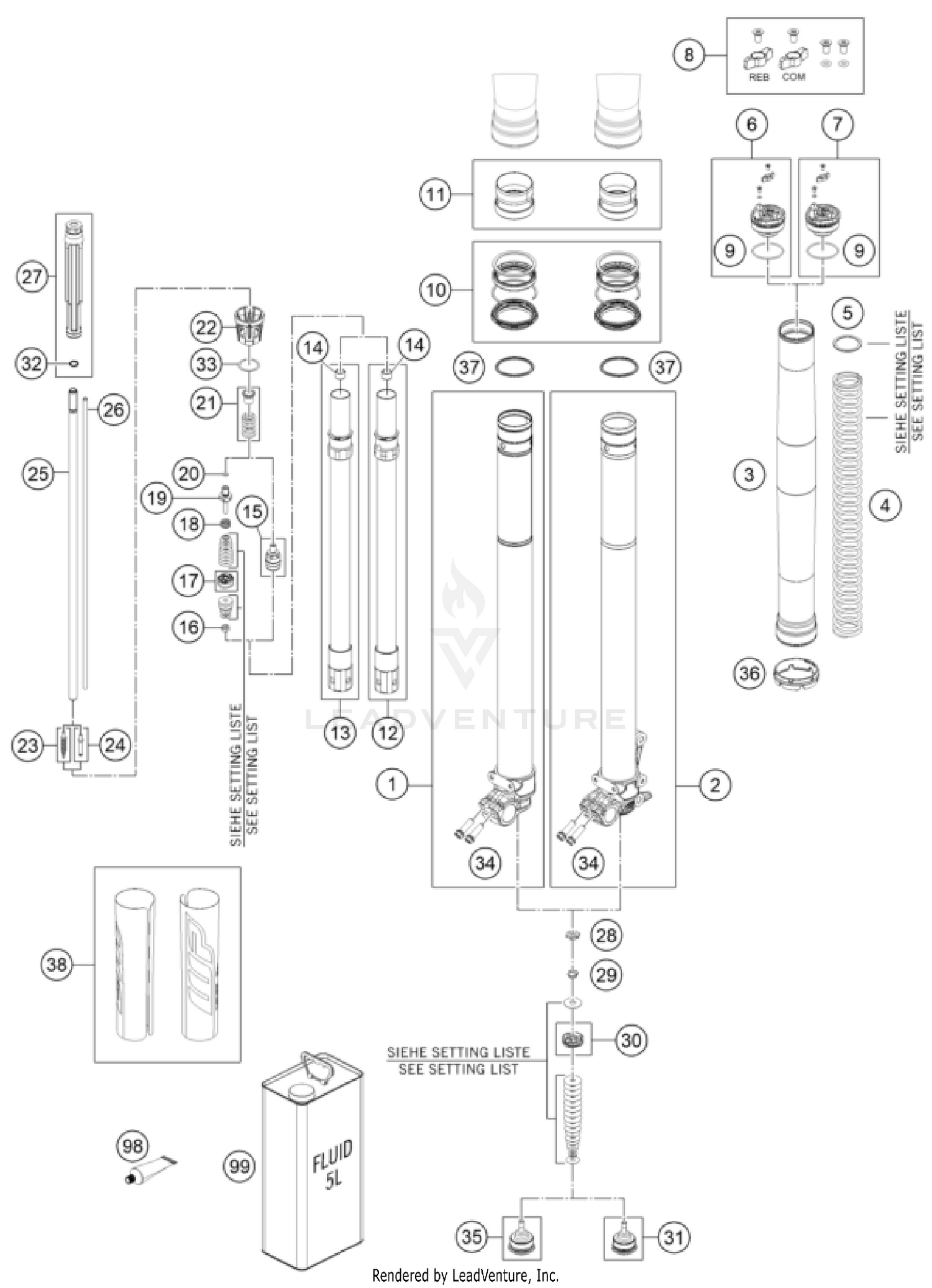 FRONT FORK DISASSEMBLED
