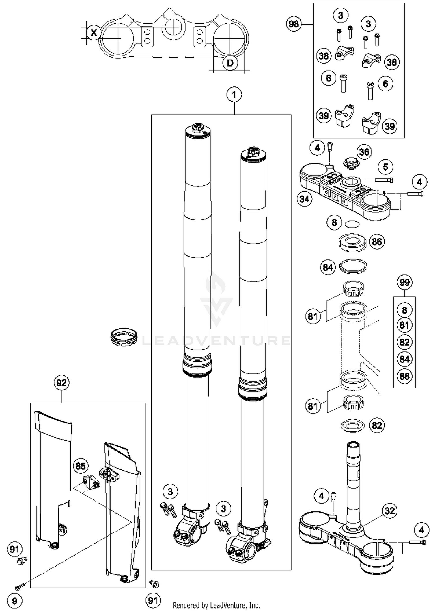 Front Fork, Triple Clamp