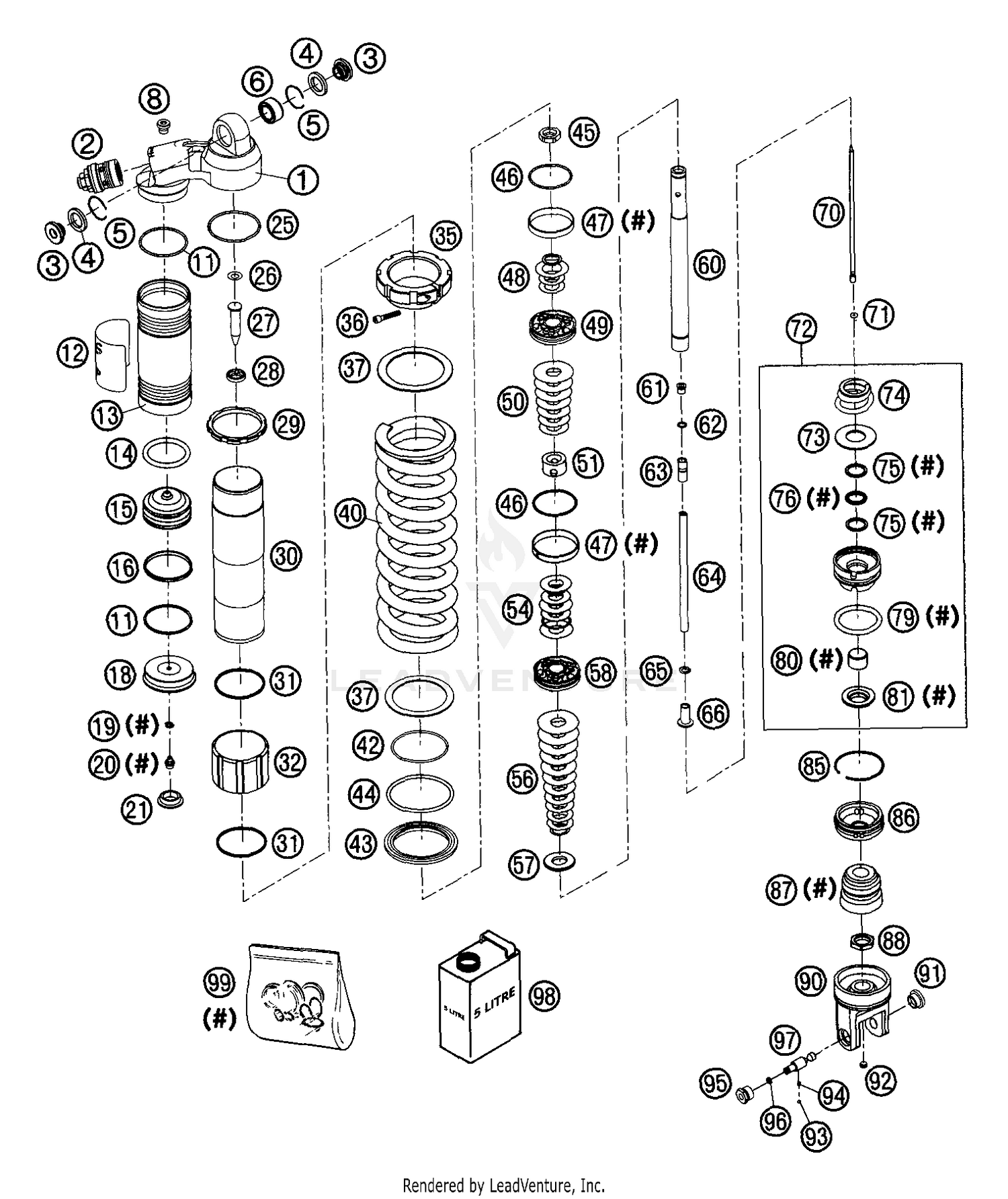 Shock Absorber WP PDS Disassembled