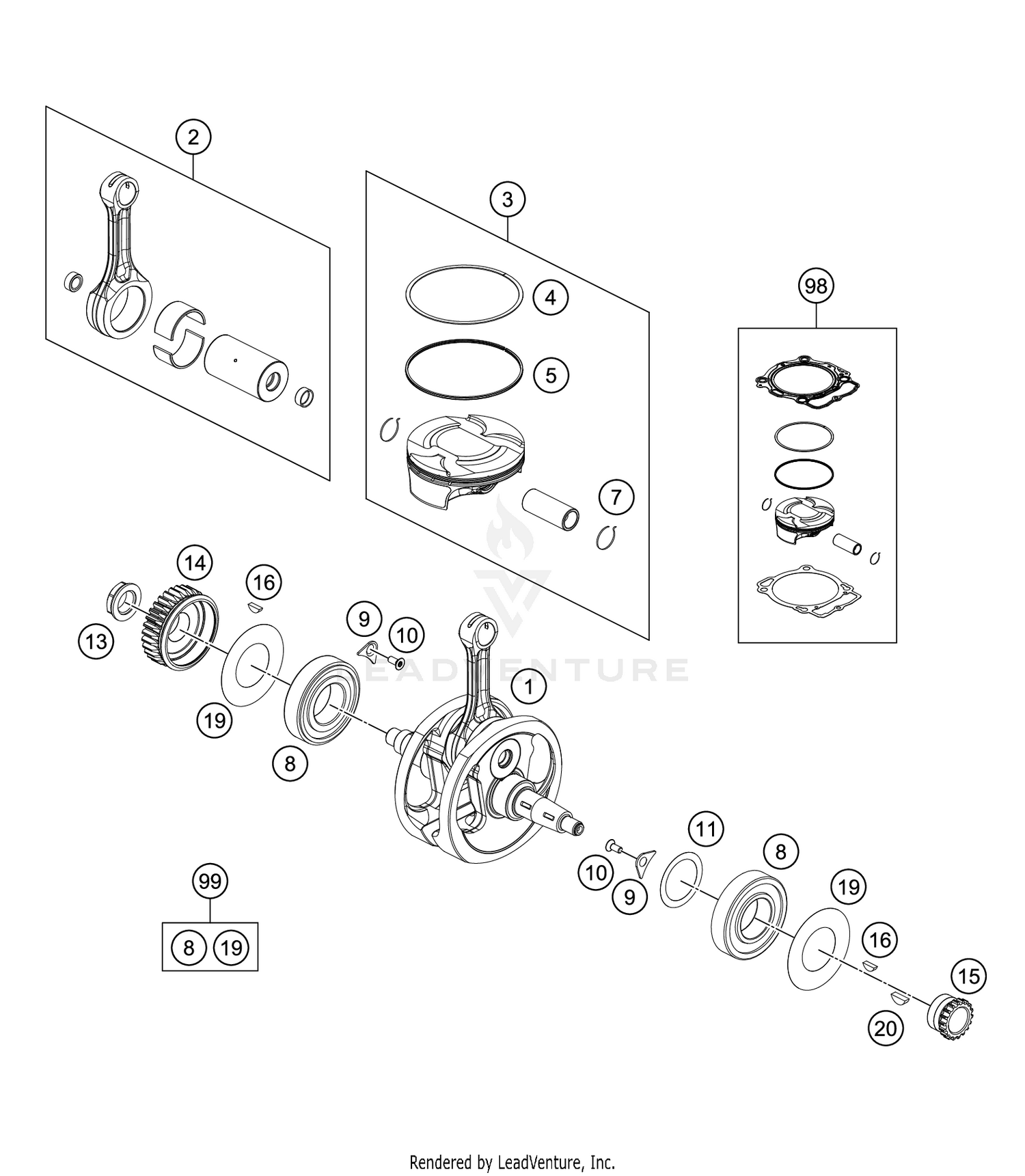 CRANKSHAFT, PISTON