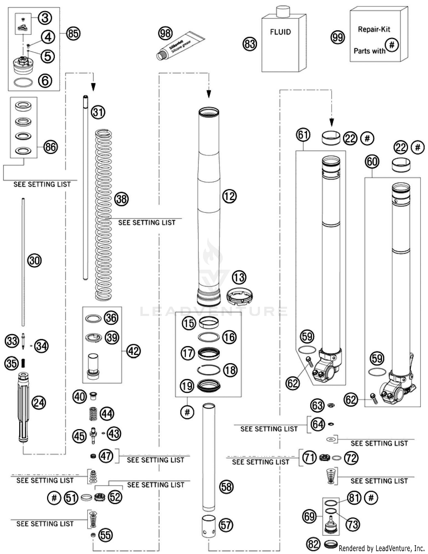 Front Fork, Disassembled