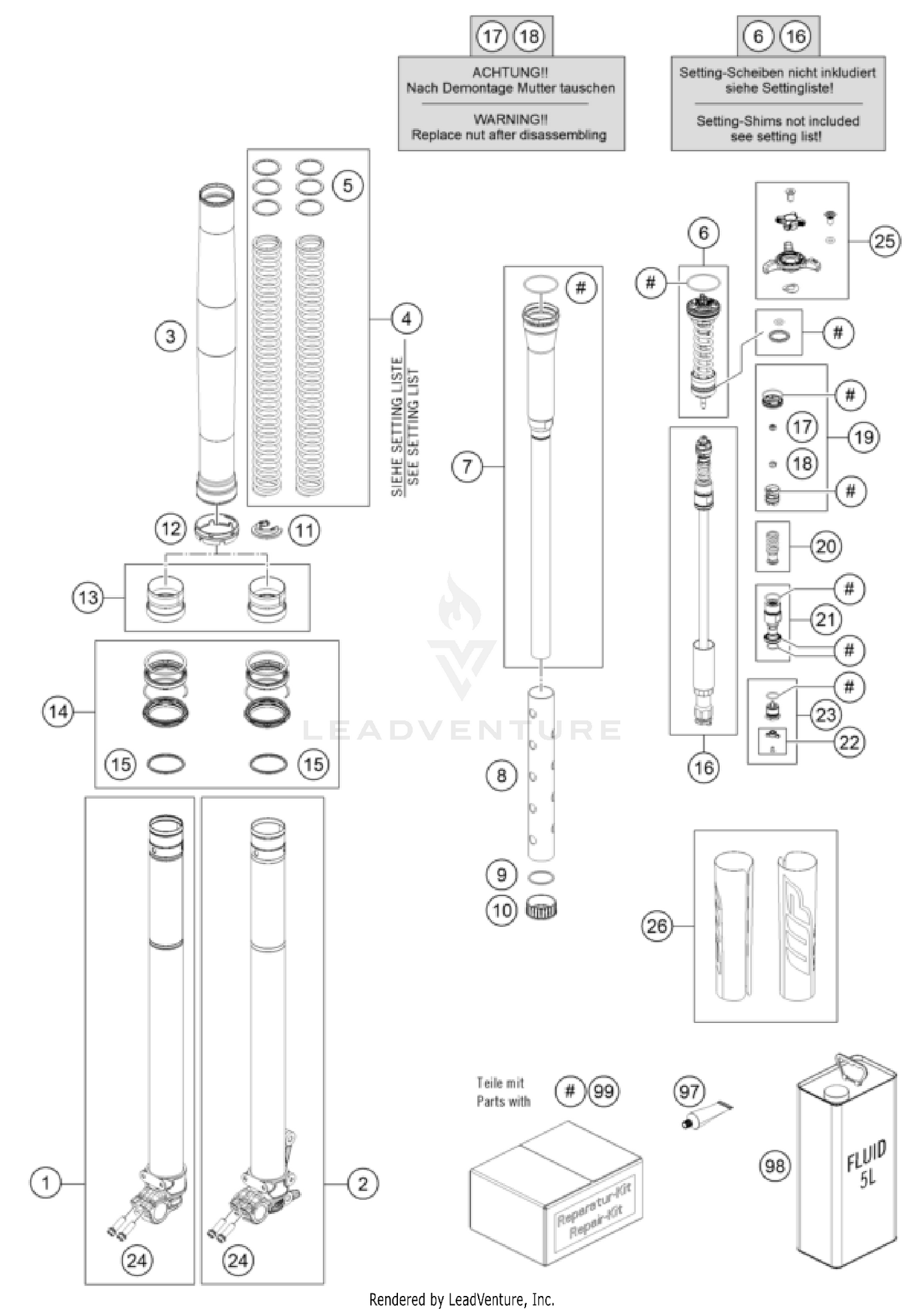 FRONT FORK DISASSEMBLED