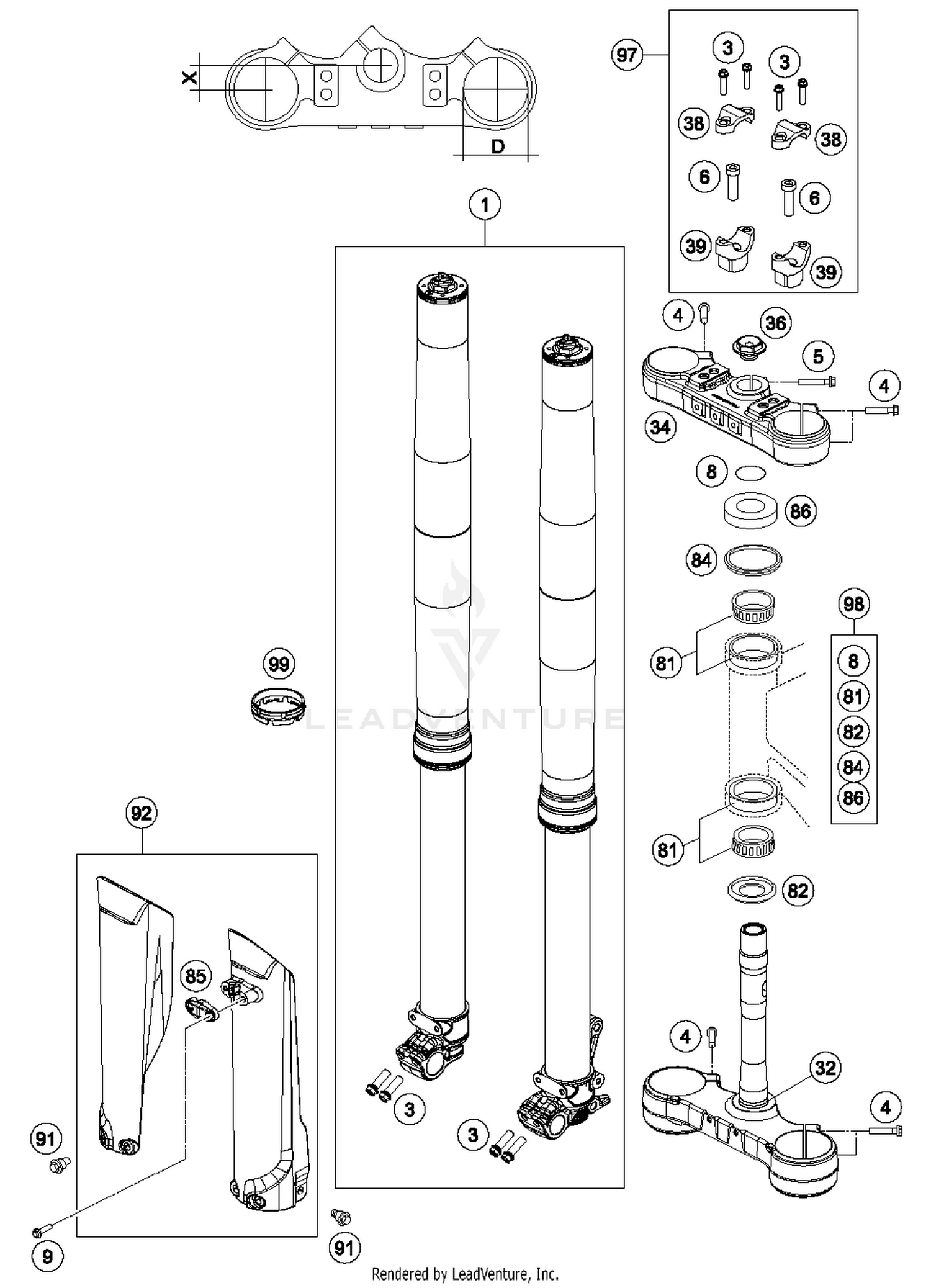 Front Fork, Triple Clamp