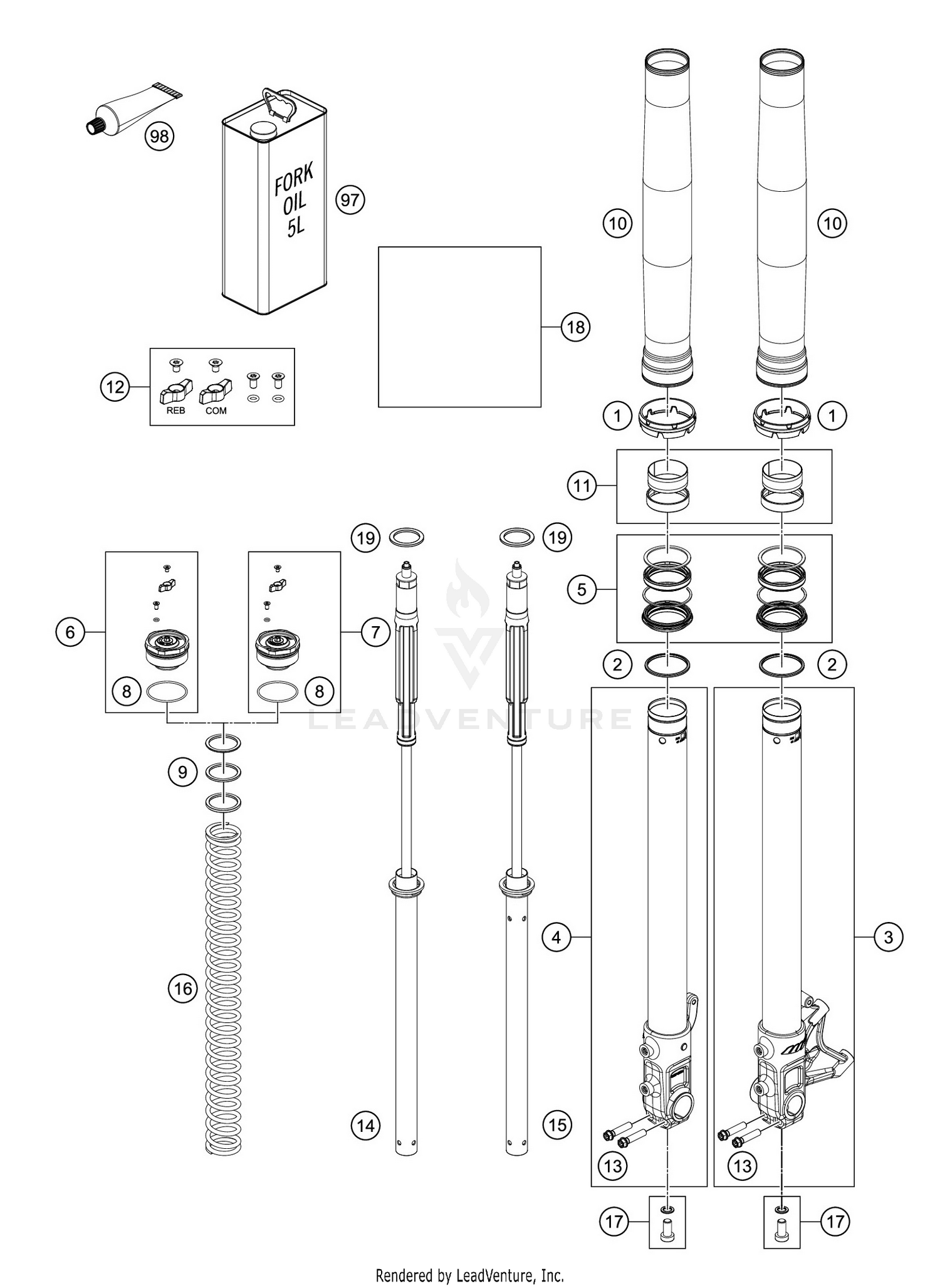 FRONT FORK DISASSEMBLED