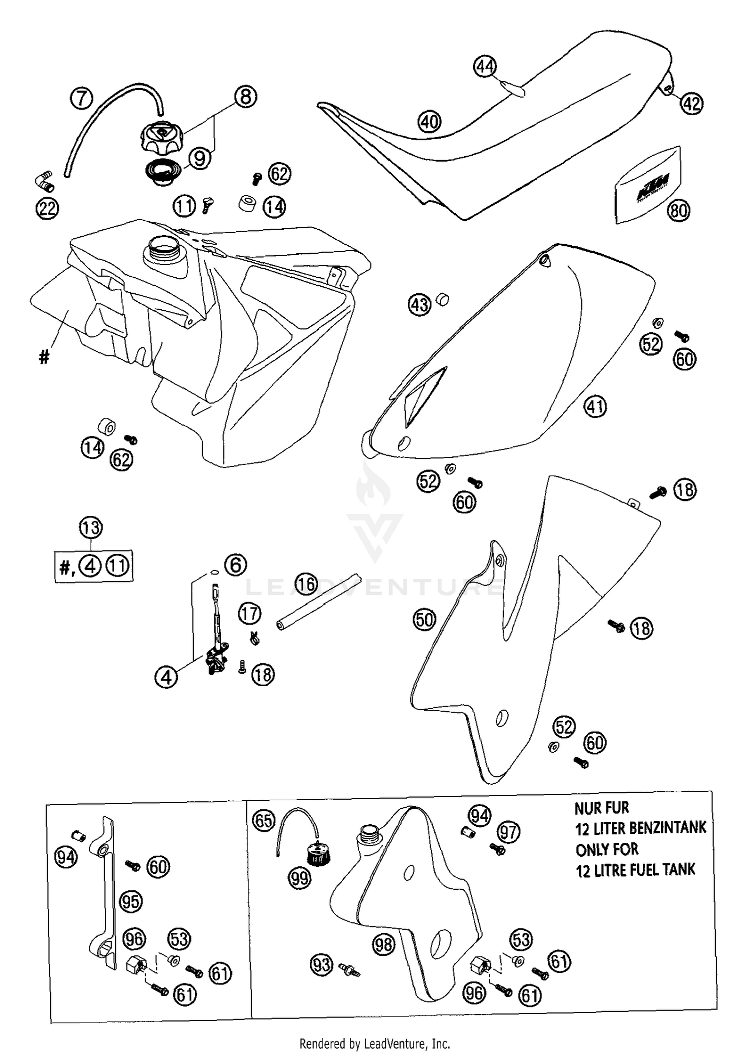 Tank, Seat, Cover MXC, EXC