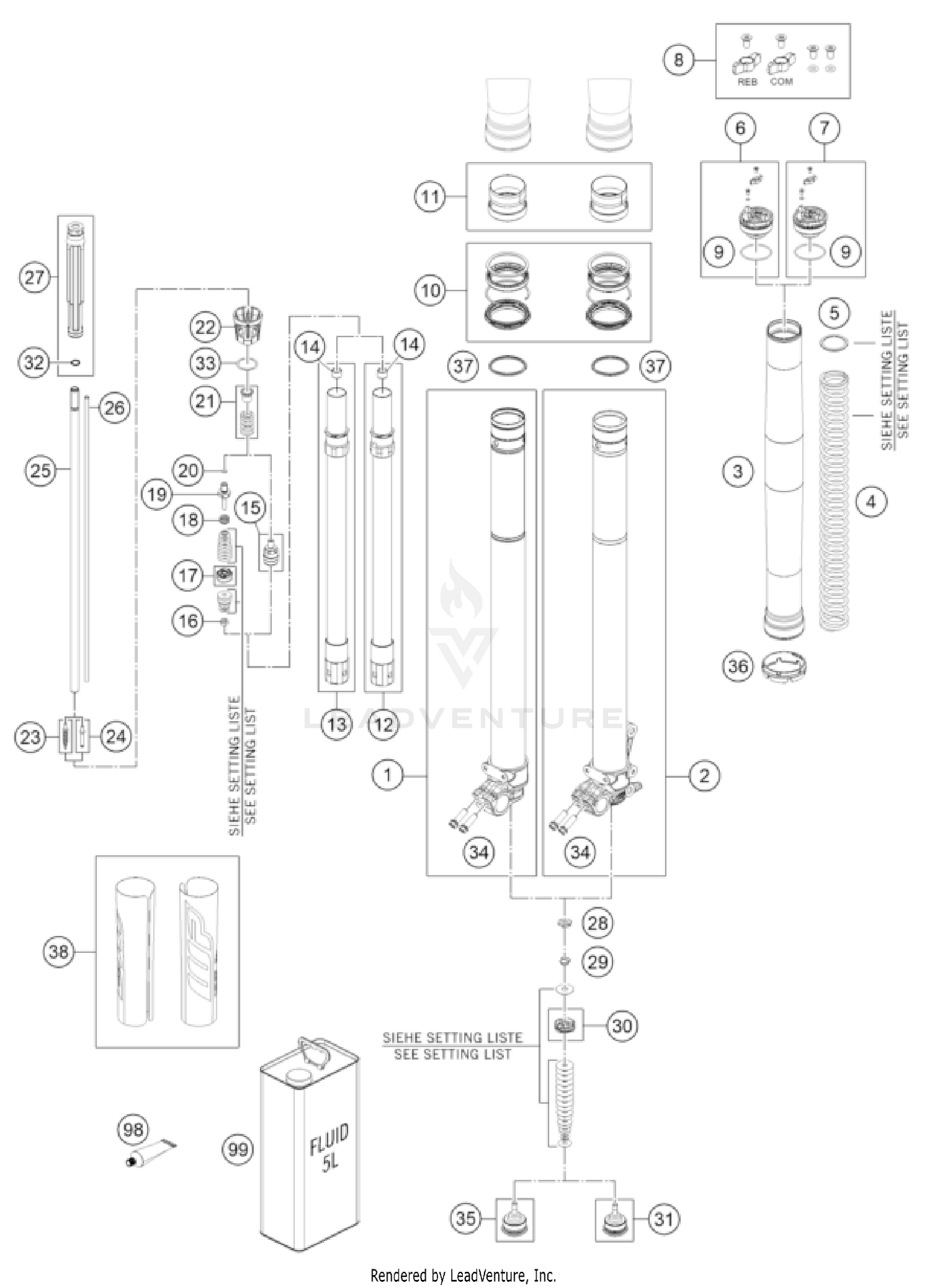 FRONT FORK DISASSEMBLED