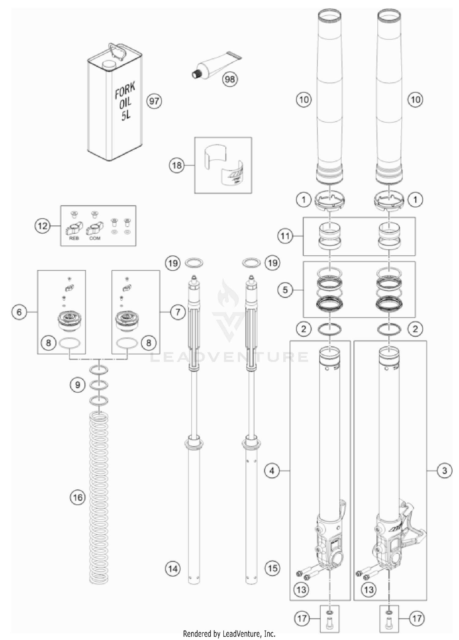 FRONT FORK DISASSEMBLED