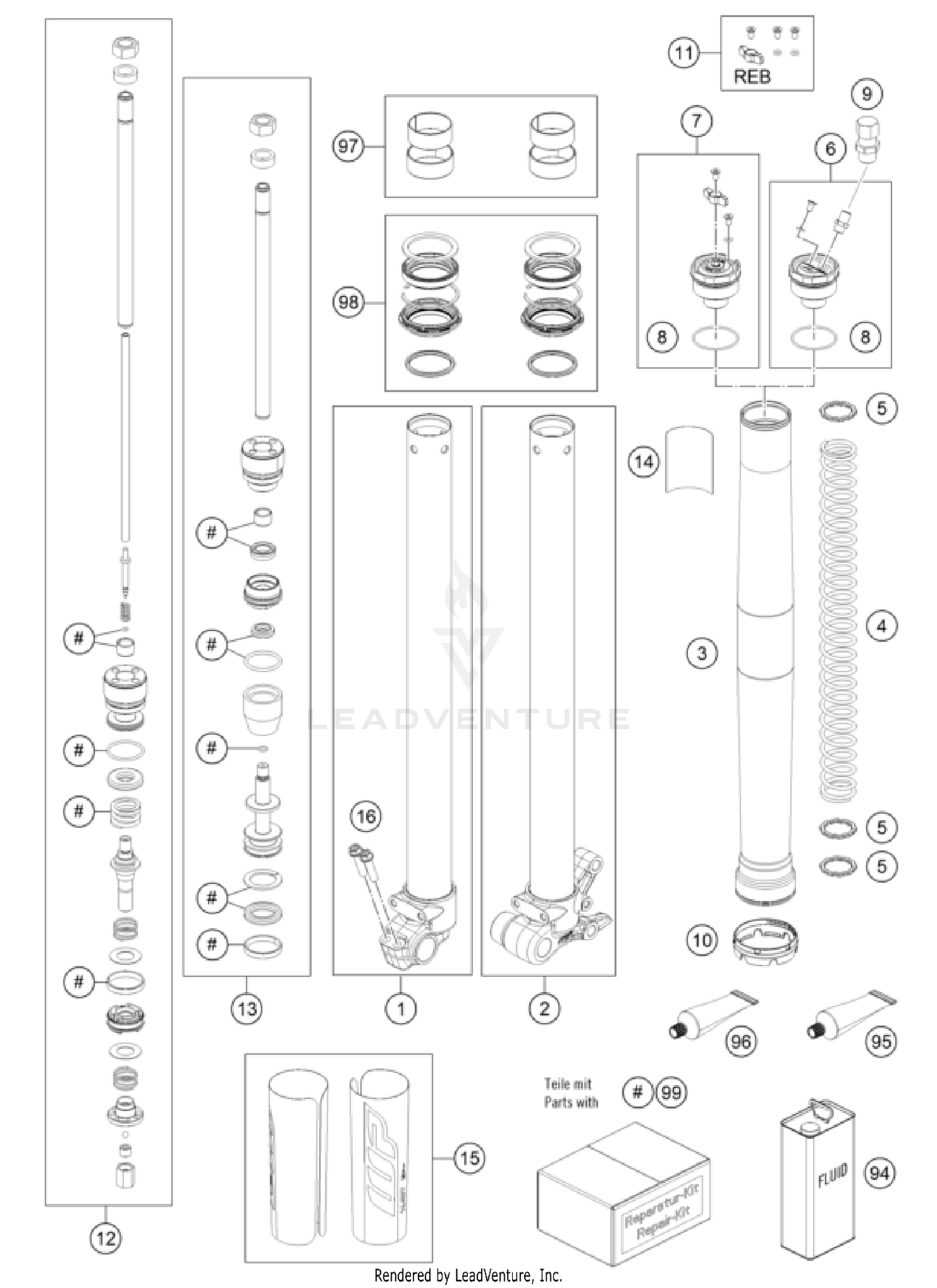 FRONT FORK DISASSEMBLED