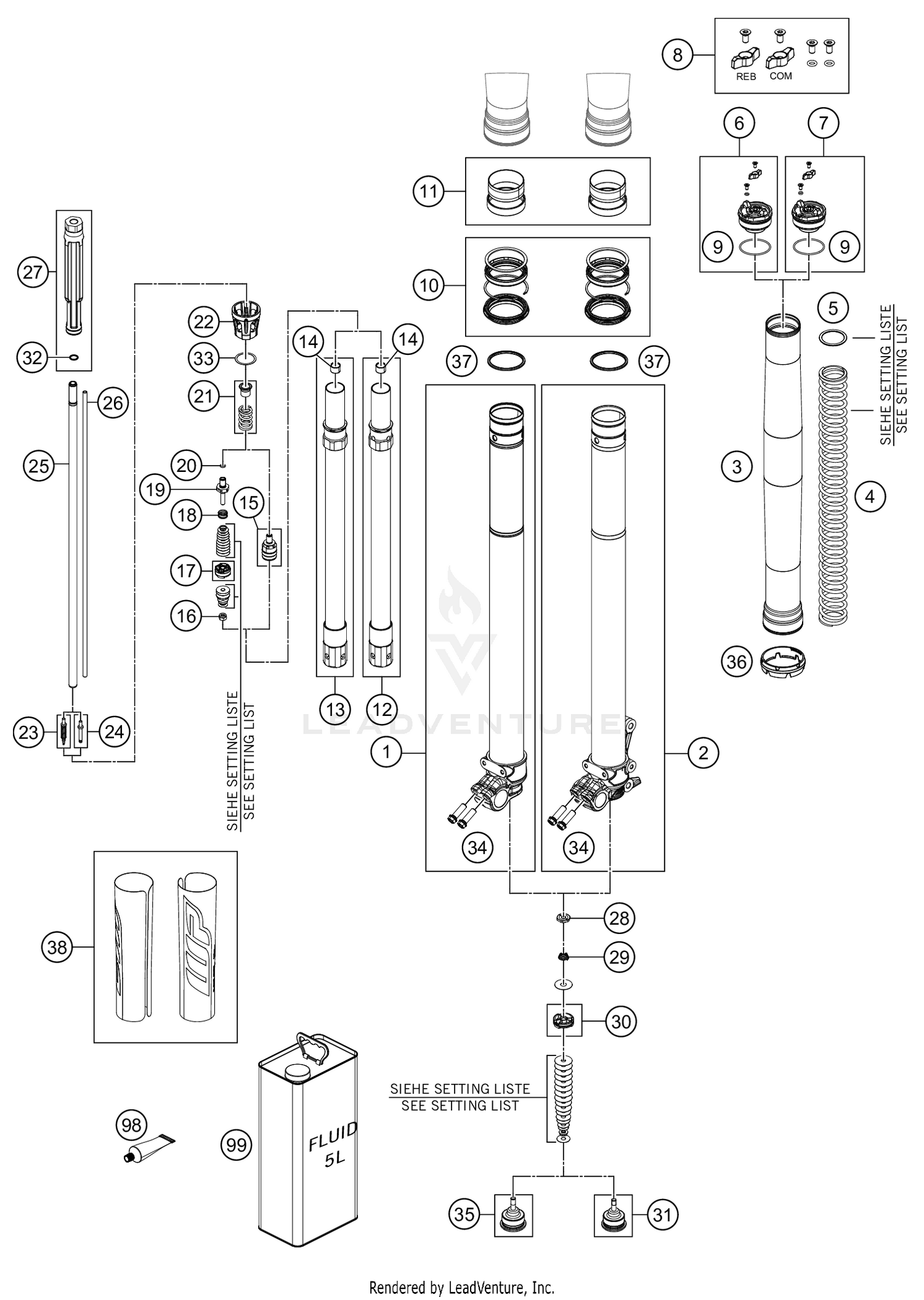 FRONT FORK DISASSEMBLED