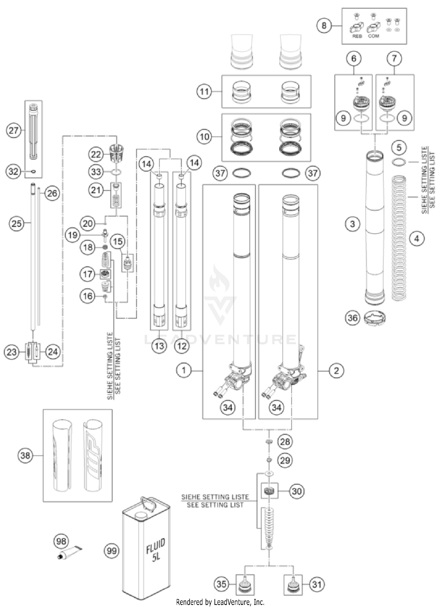FRONT FORK DISASSEMBLED