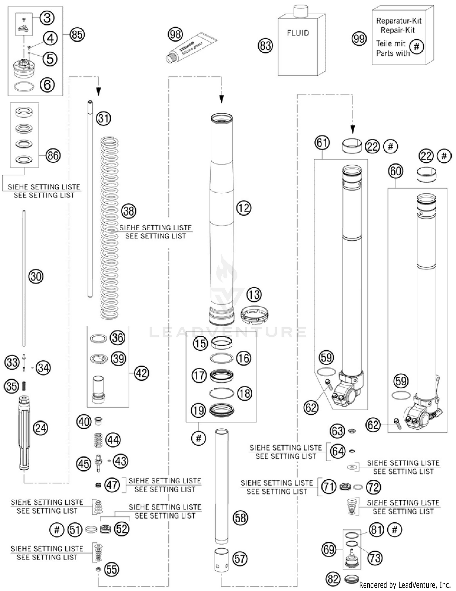 Front Fork, Disassembled