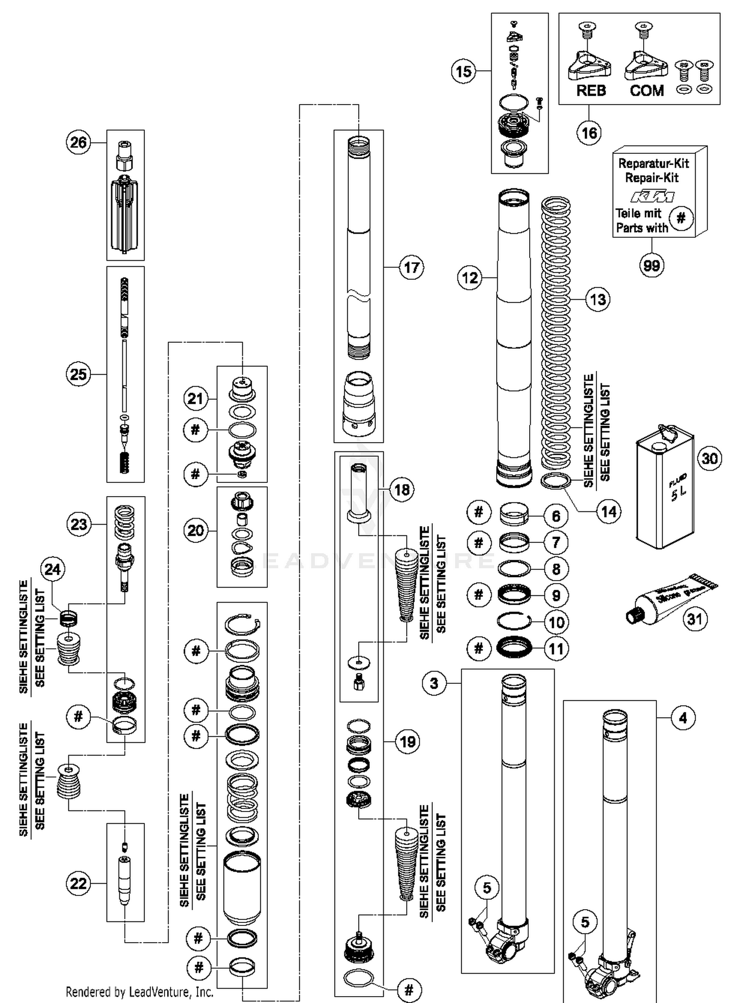 Front Fork, Disassembled