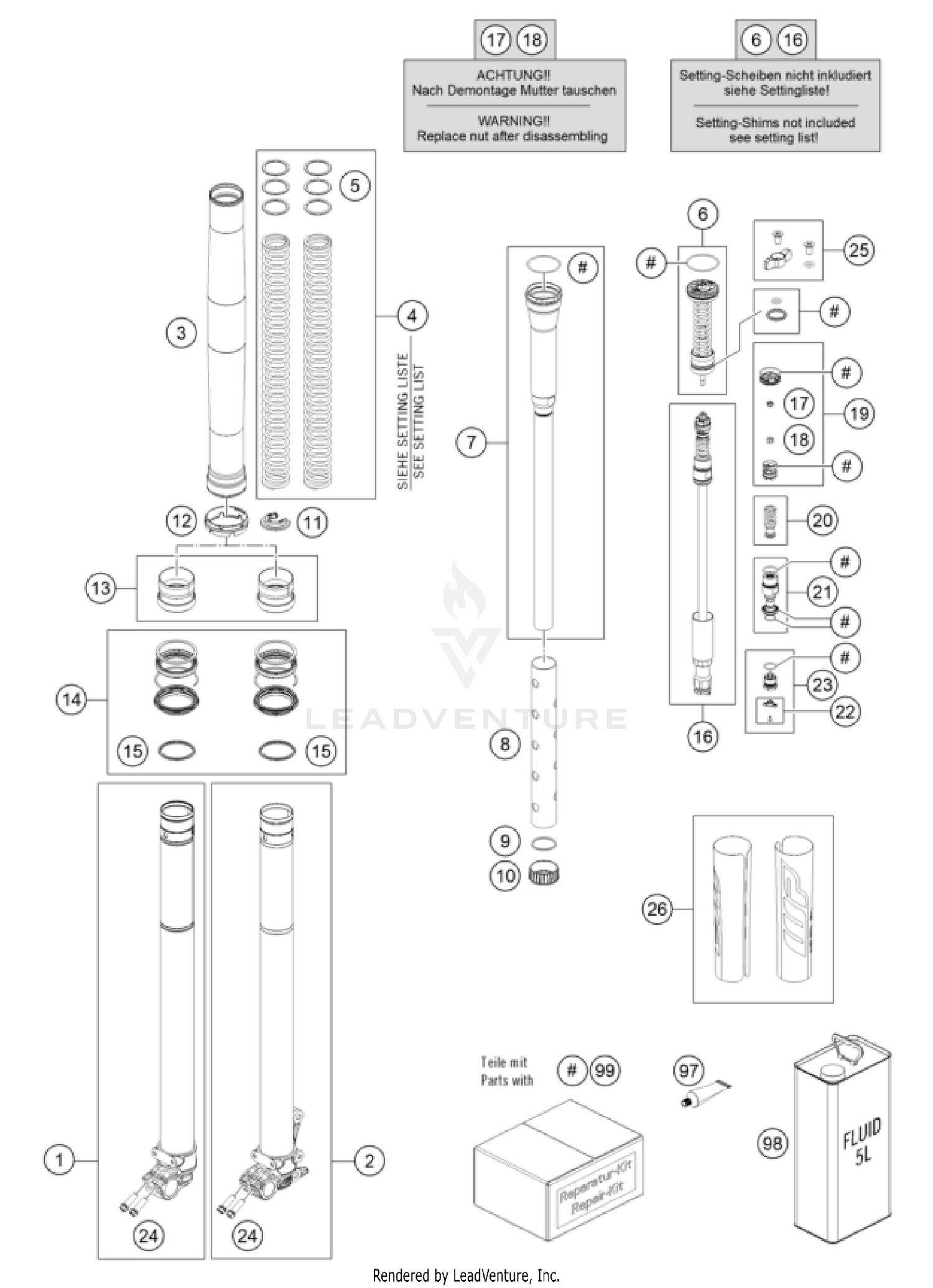 FRONT FORK DISASSEMBLED