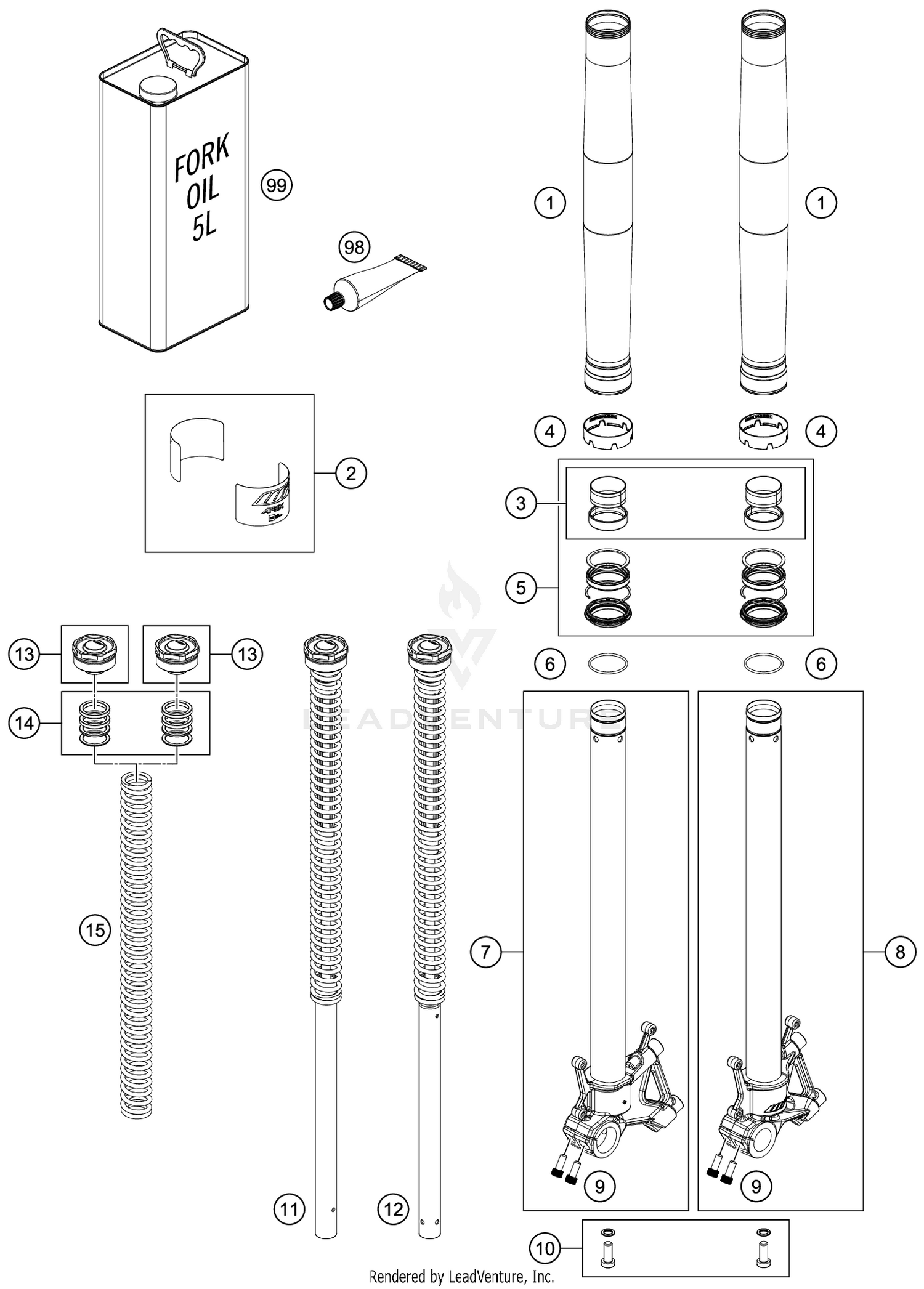 FRONT FORK DISASSEMBLED
