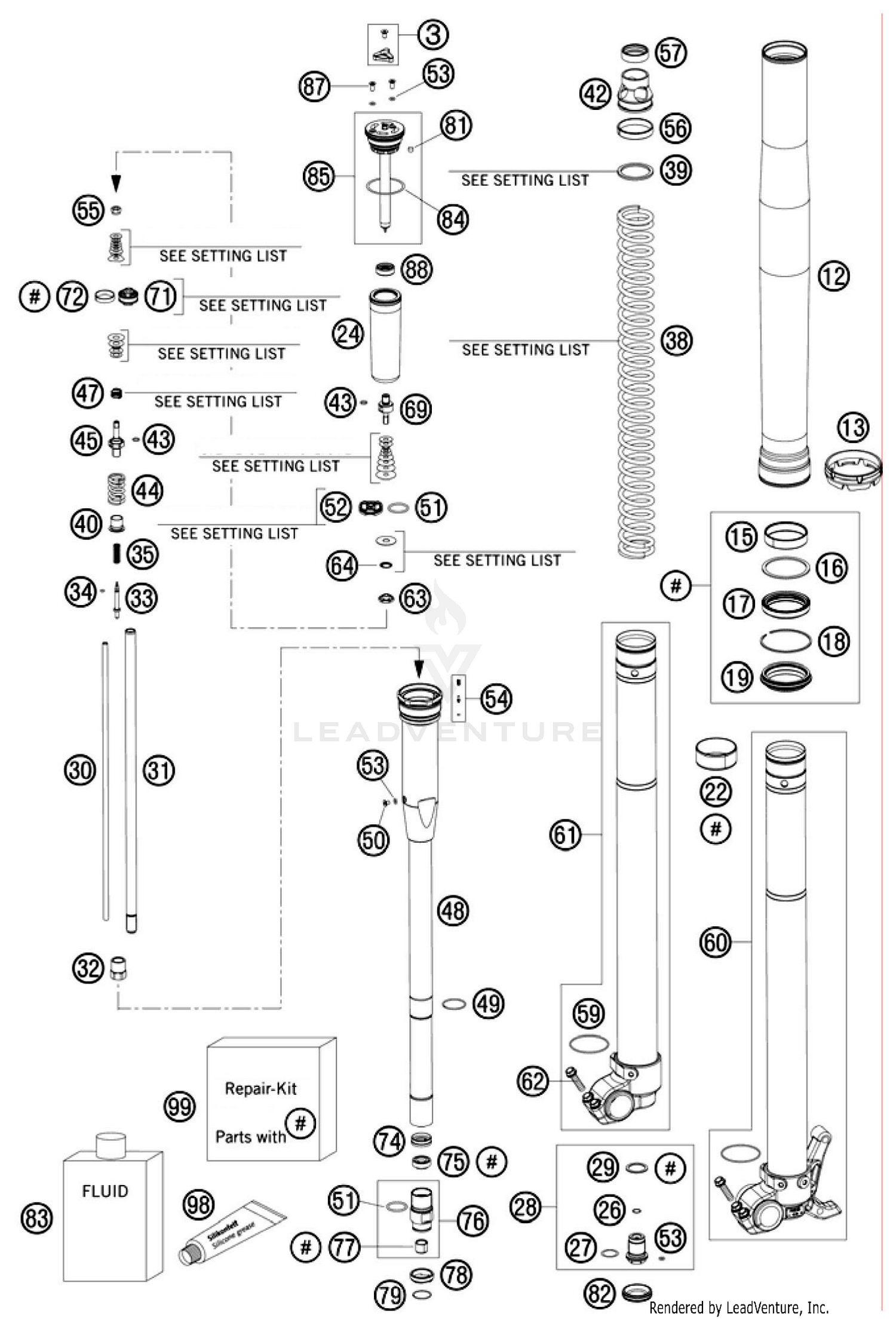 Front Fork, Disassembled
