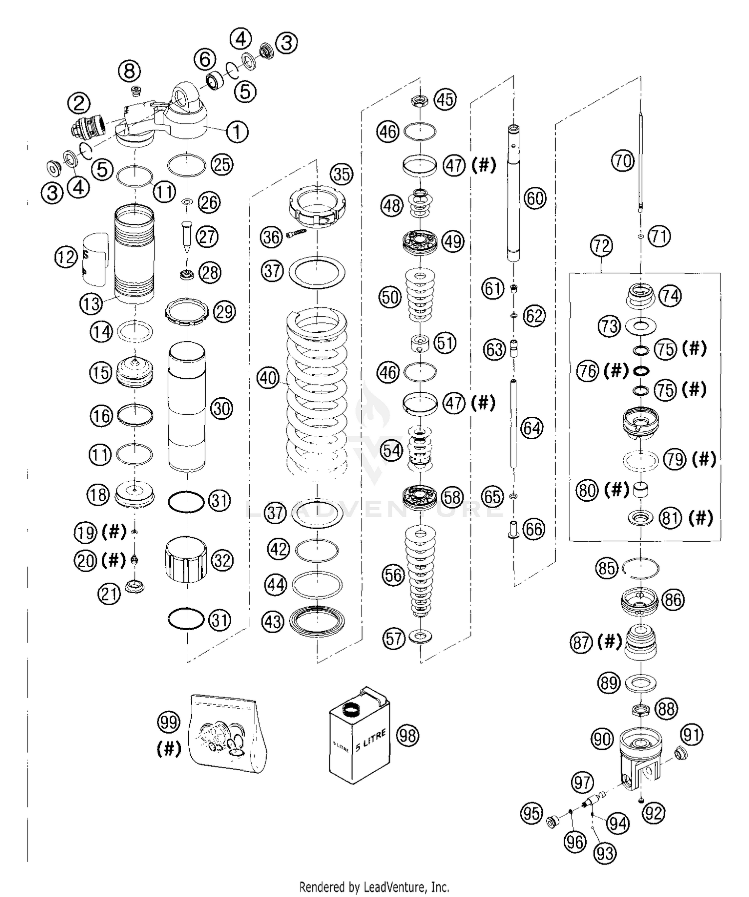 Shock Absorber WP PDS Disassembled