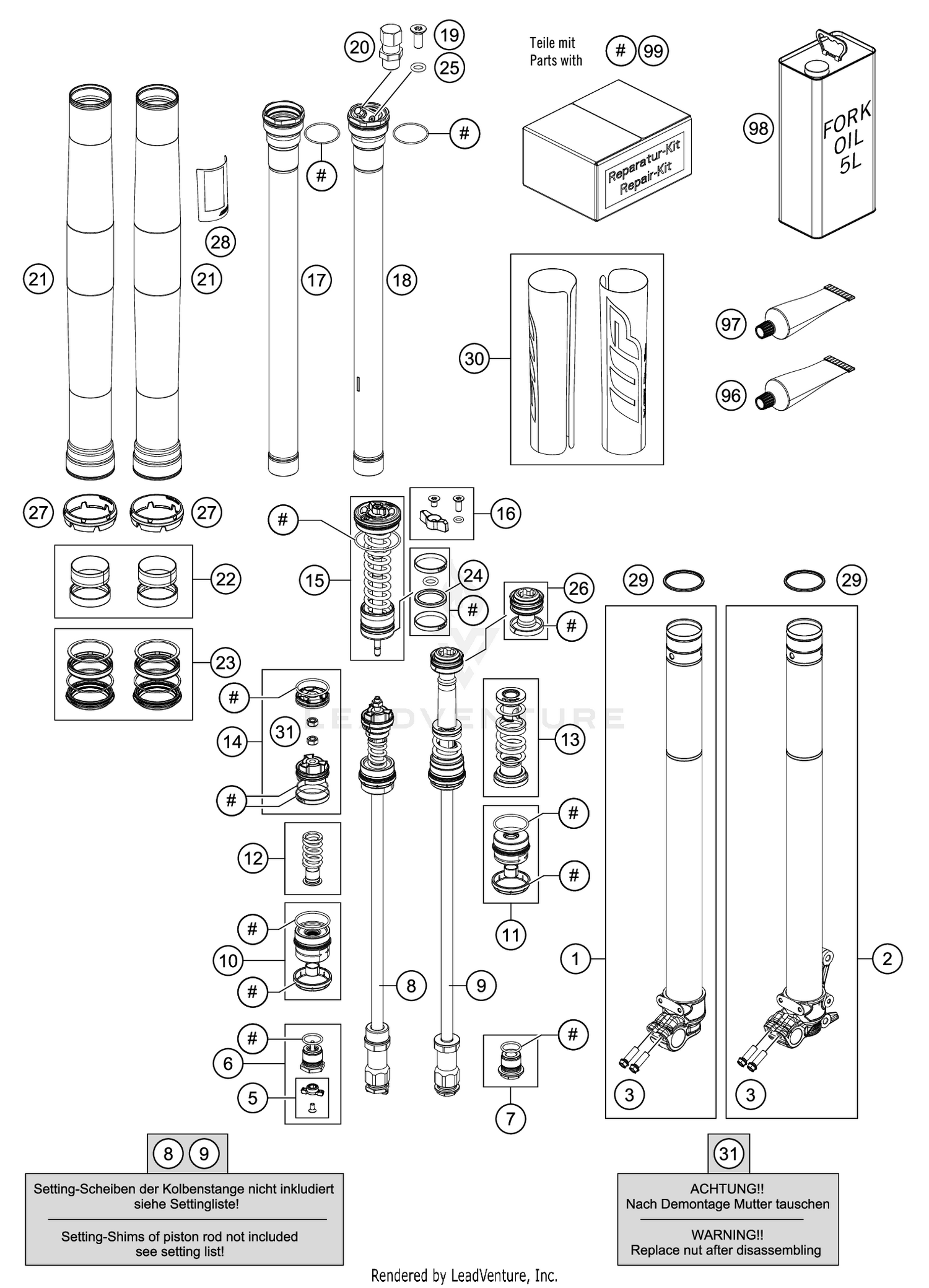 FRONT FORK DISASSEMBLED