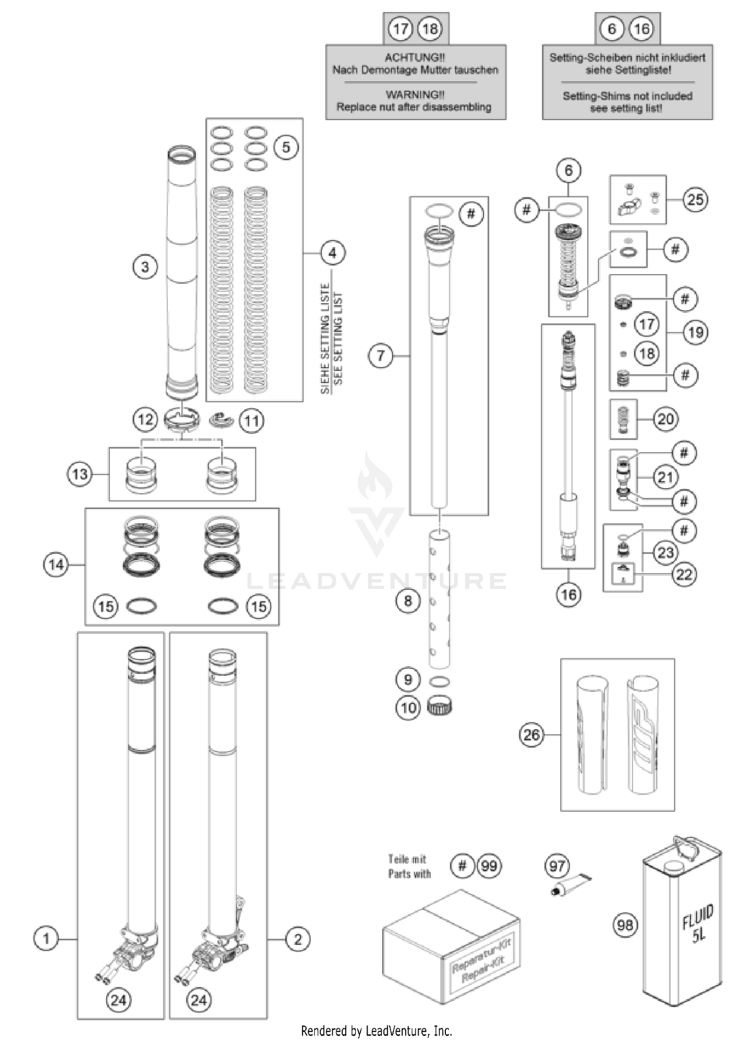 FRONT FORK DISASSEMBLED