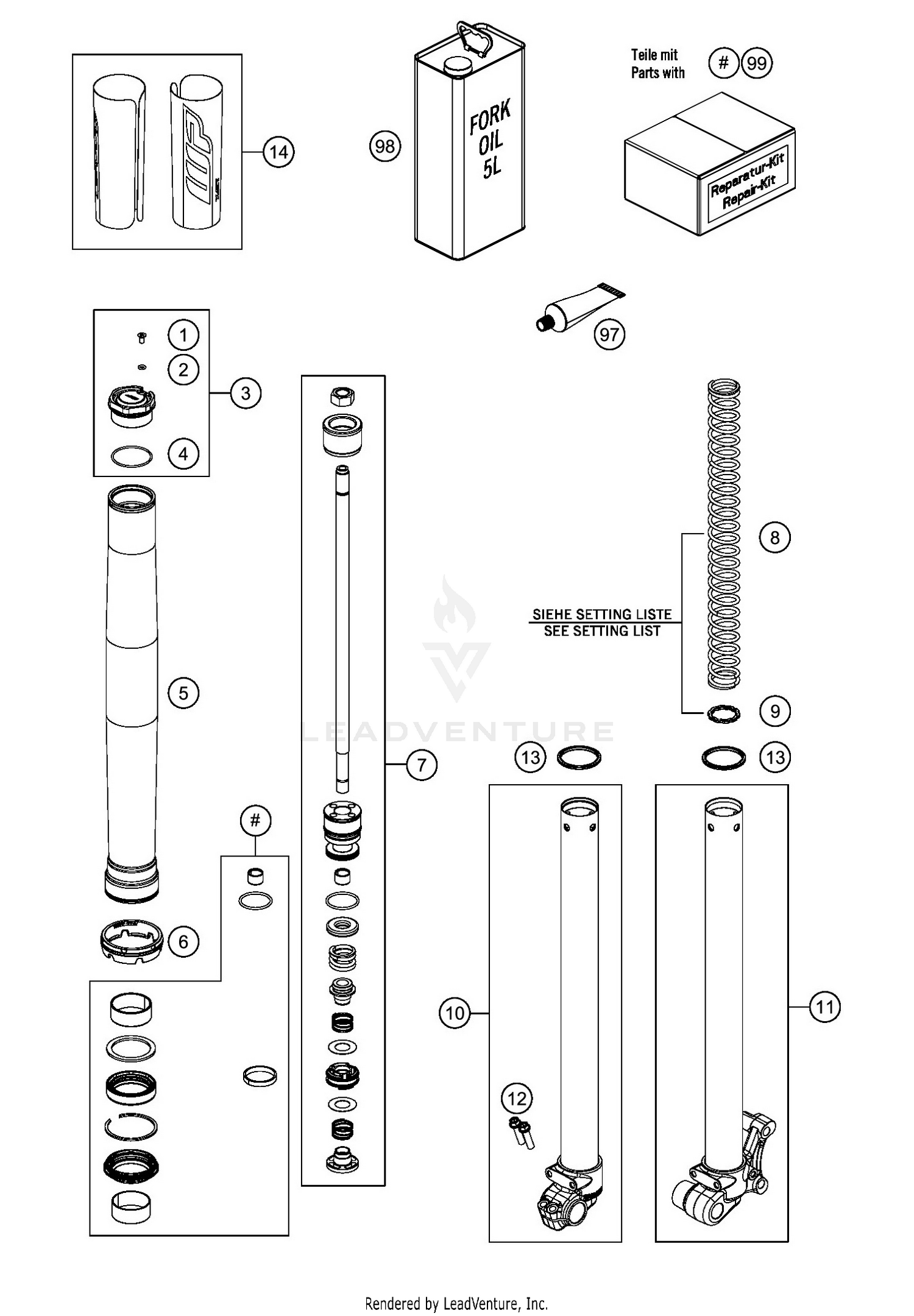 FRONT FORK DISASSEMBLED
