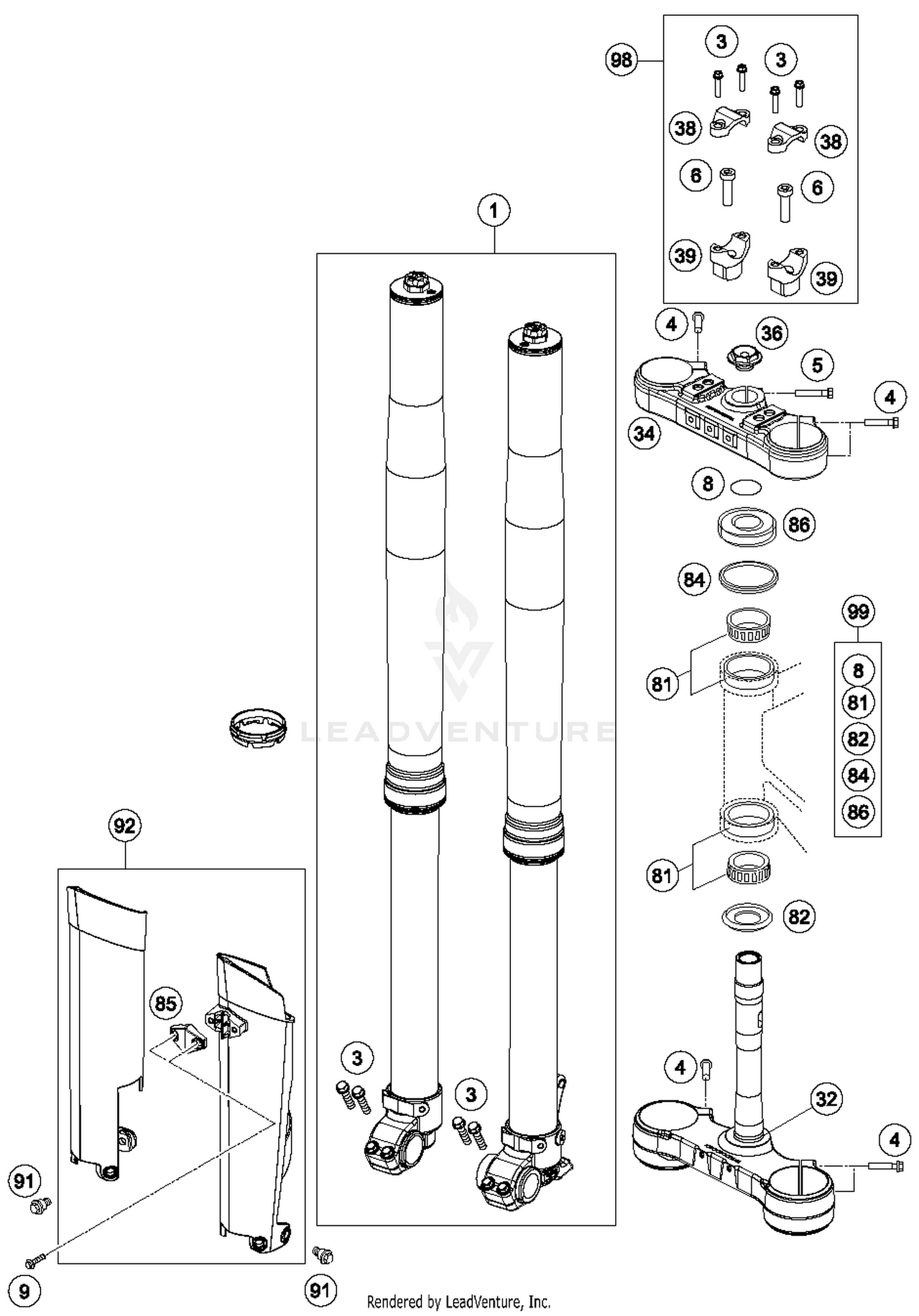 Front Fork, Triple Clamp