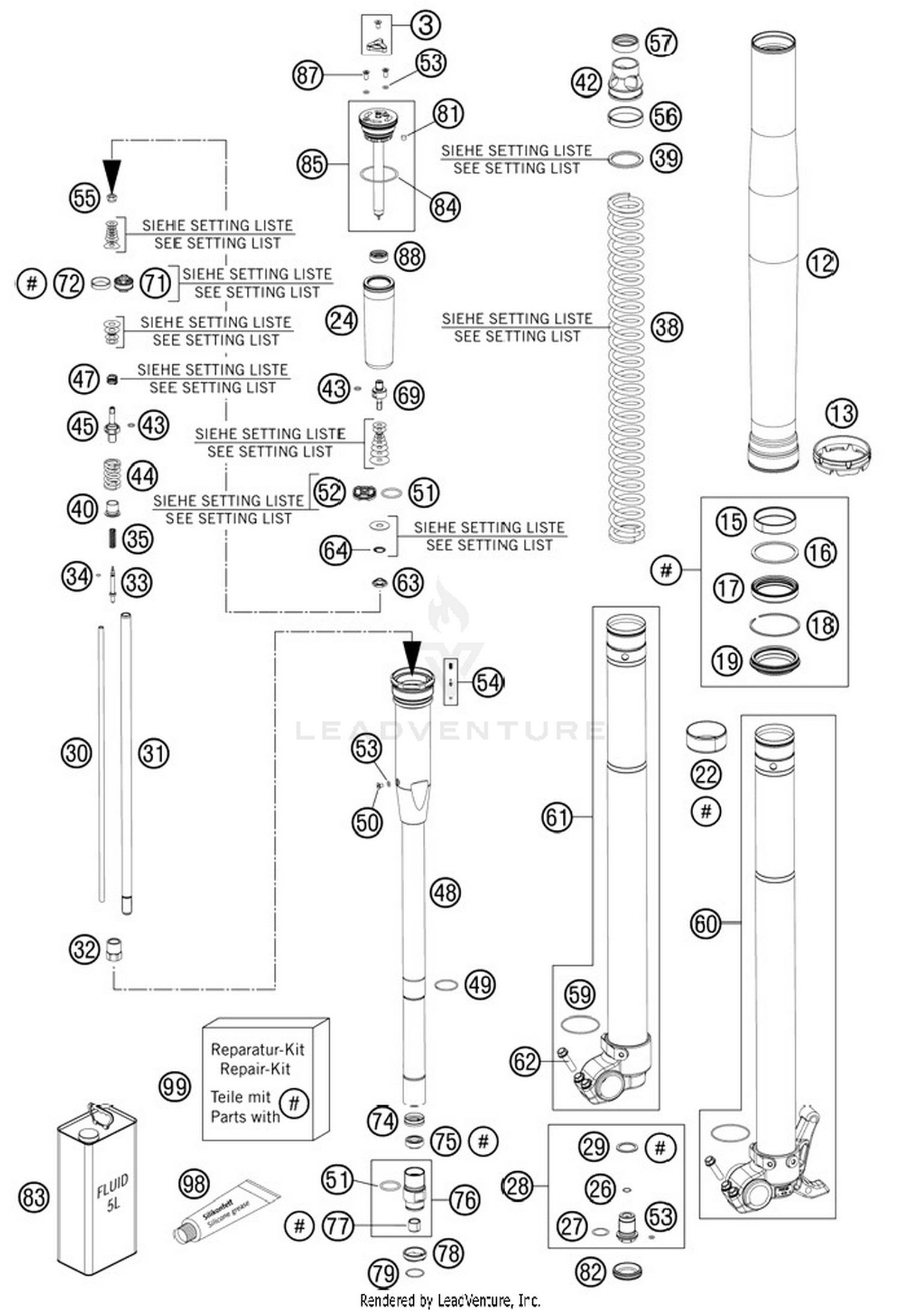 Front Fork, Disassembled