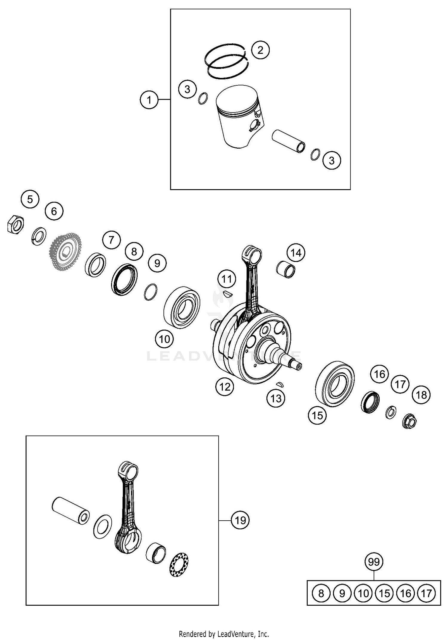 CRANKSHAFT, PISTON