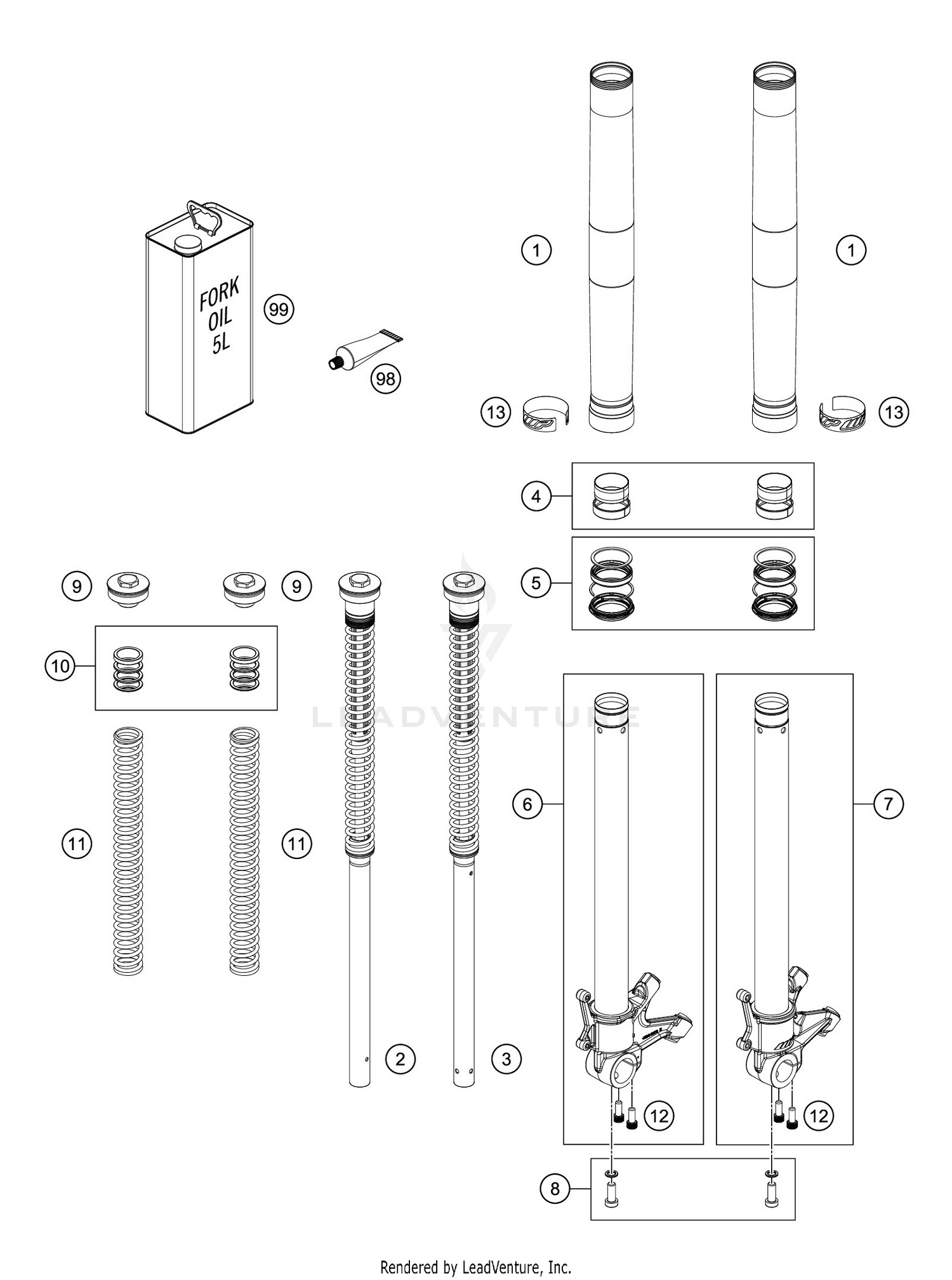 FRONT FORK DISASSEMBLED