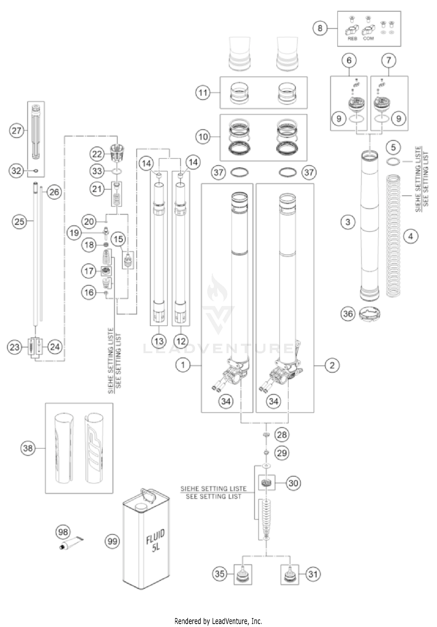 FRONT FORK DISASSEMBLED