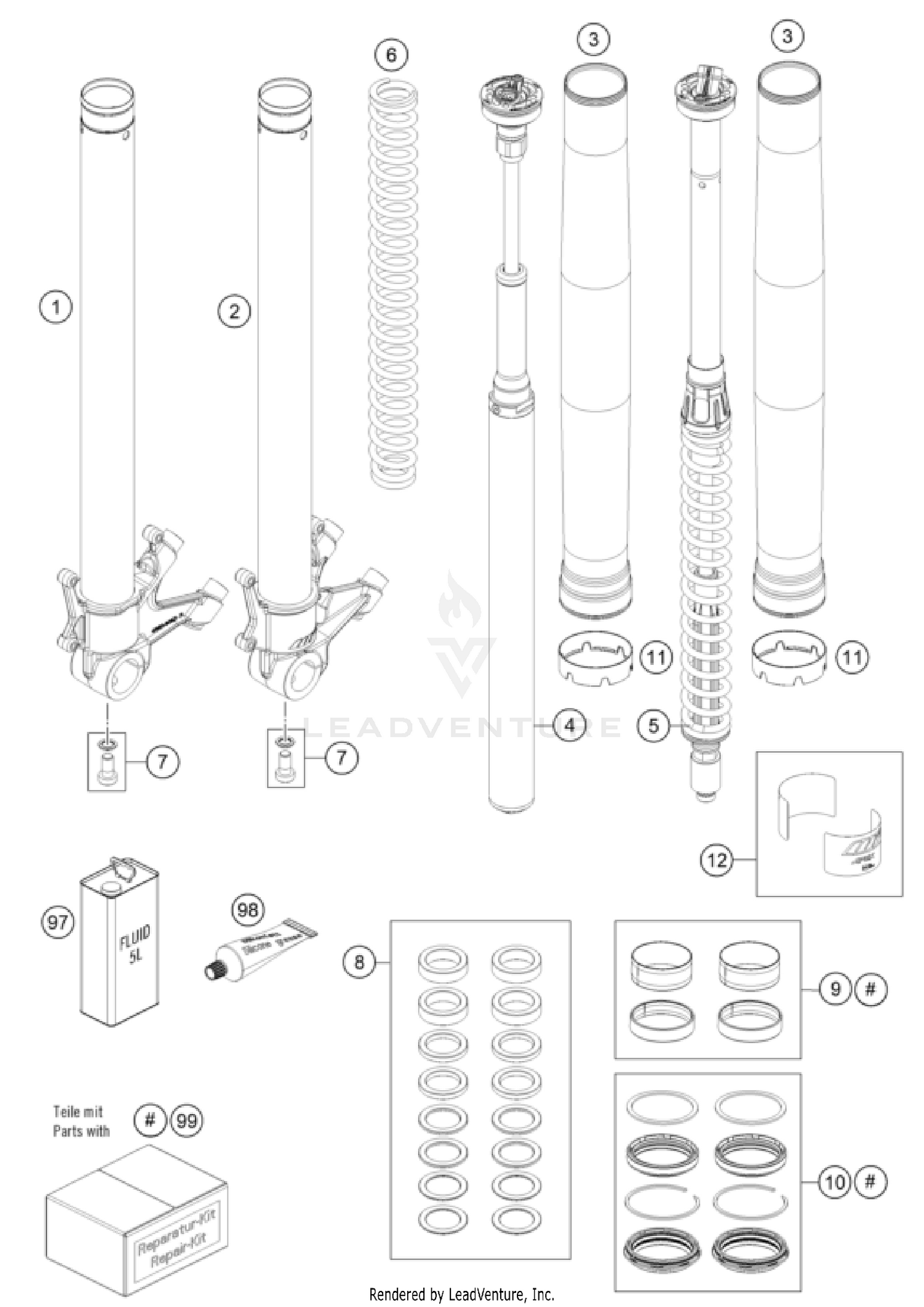 FRONT FORK DISASSEMBLED