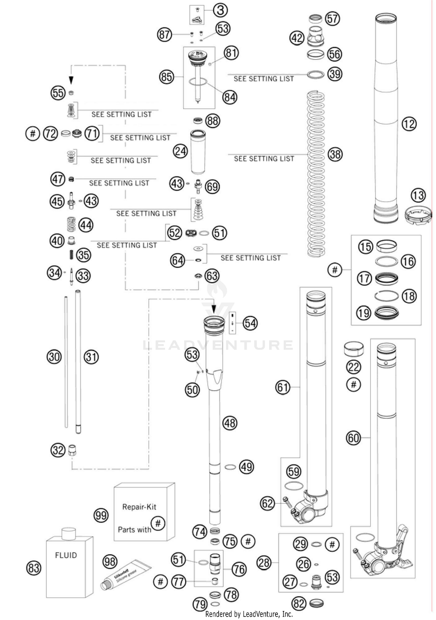 Front Fork, Disassembled