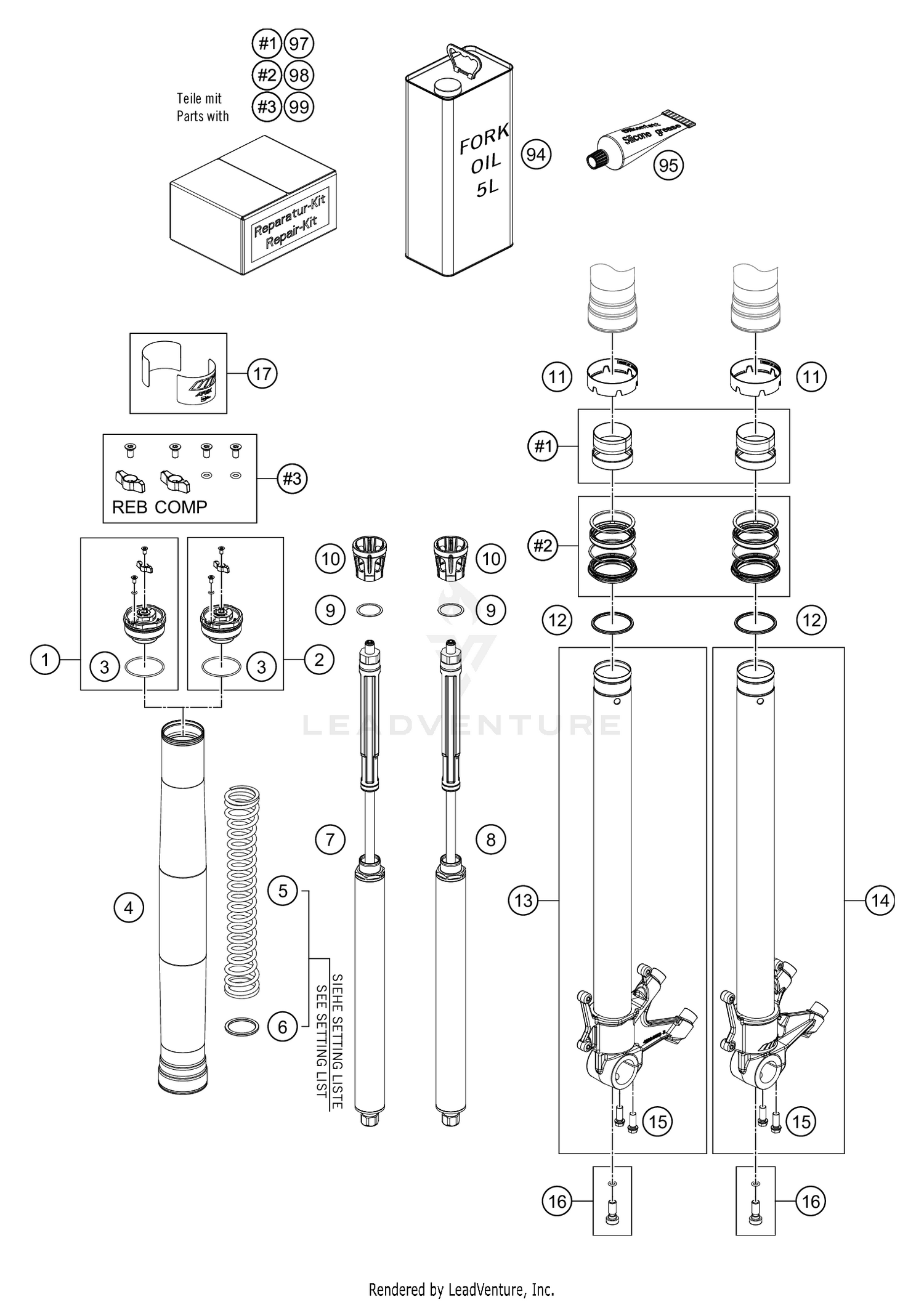 FRONT FORK DISASSEMBLED