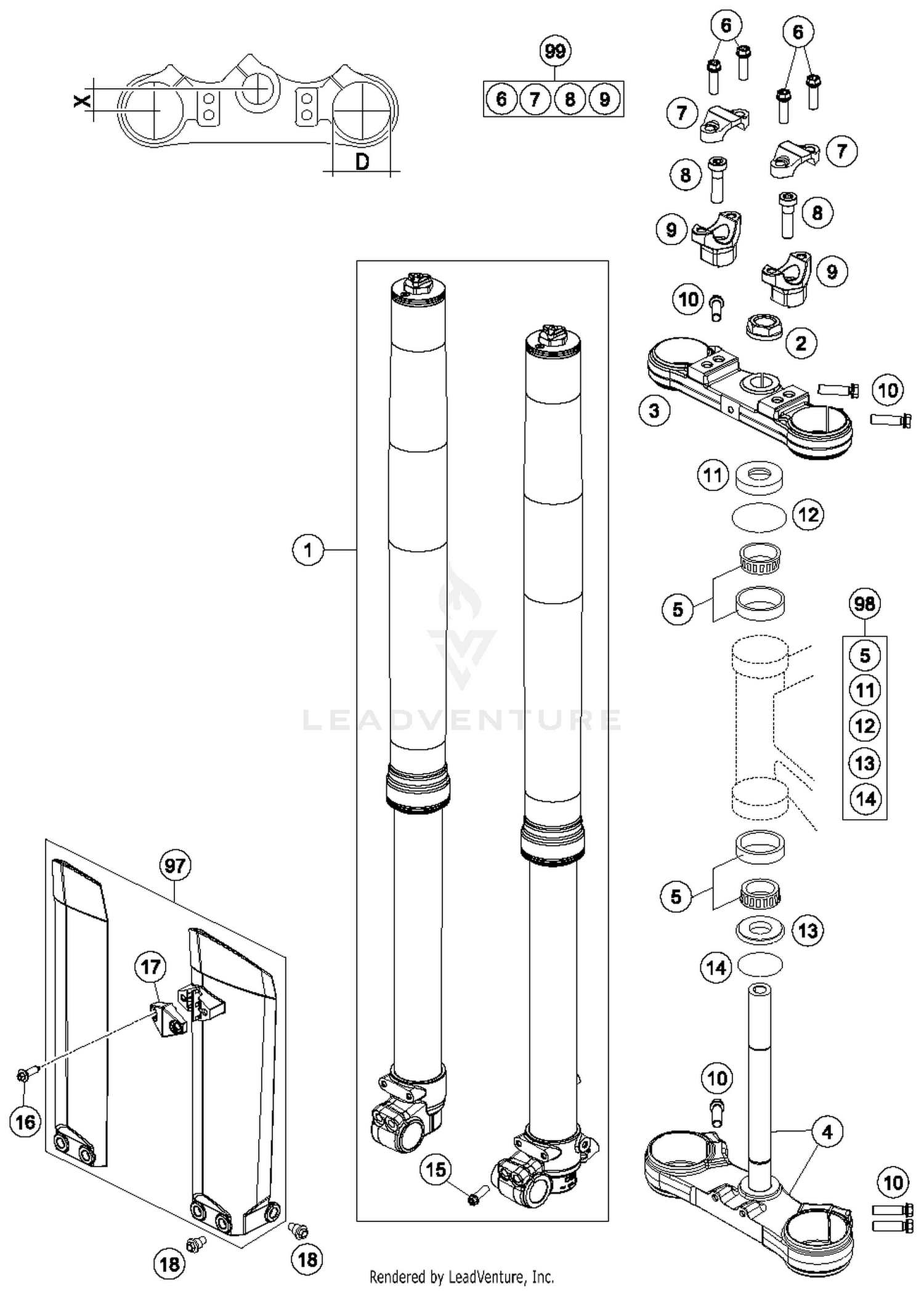 Front Fork, Triple Clamp