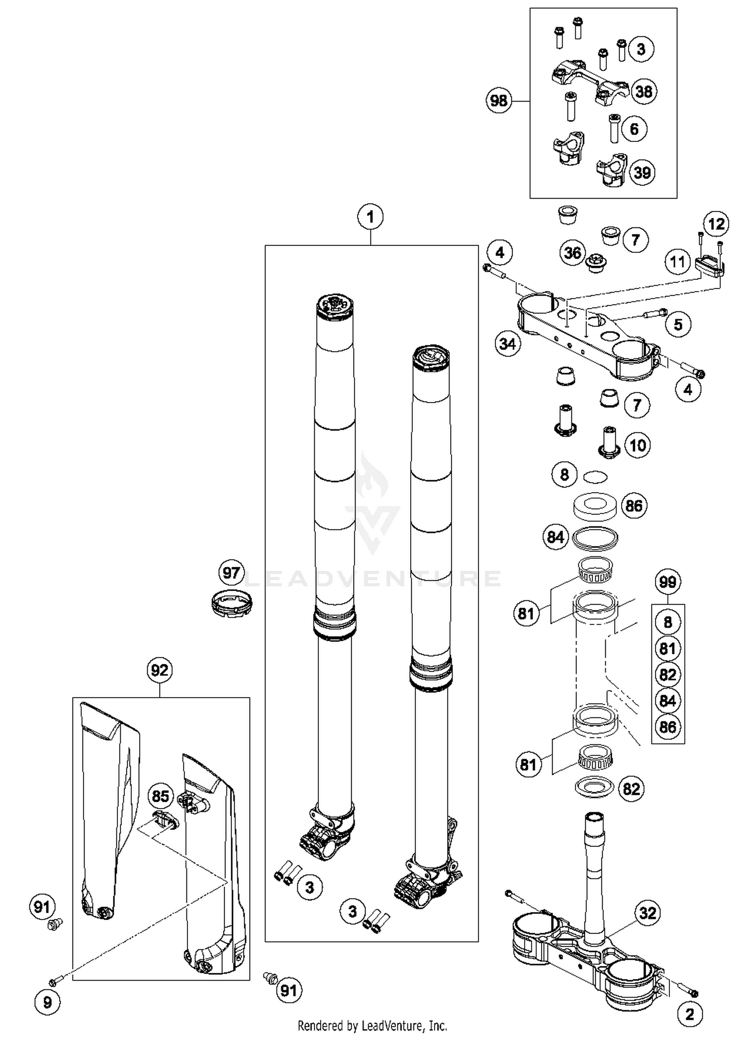 Front Fork, Triple Clamp