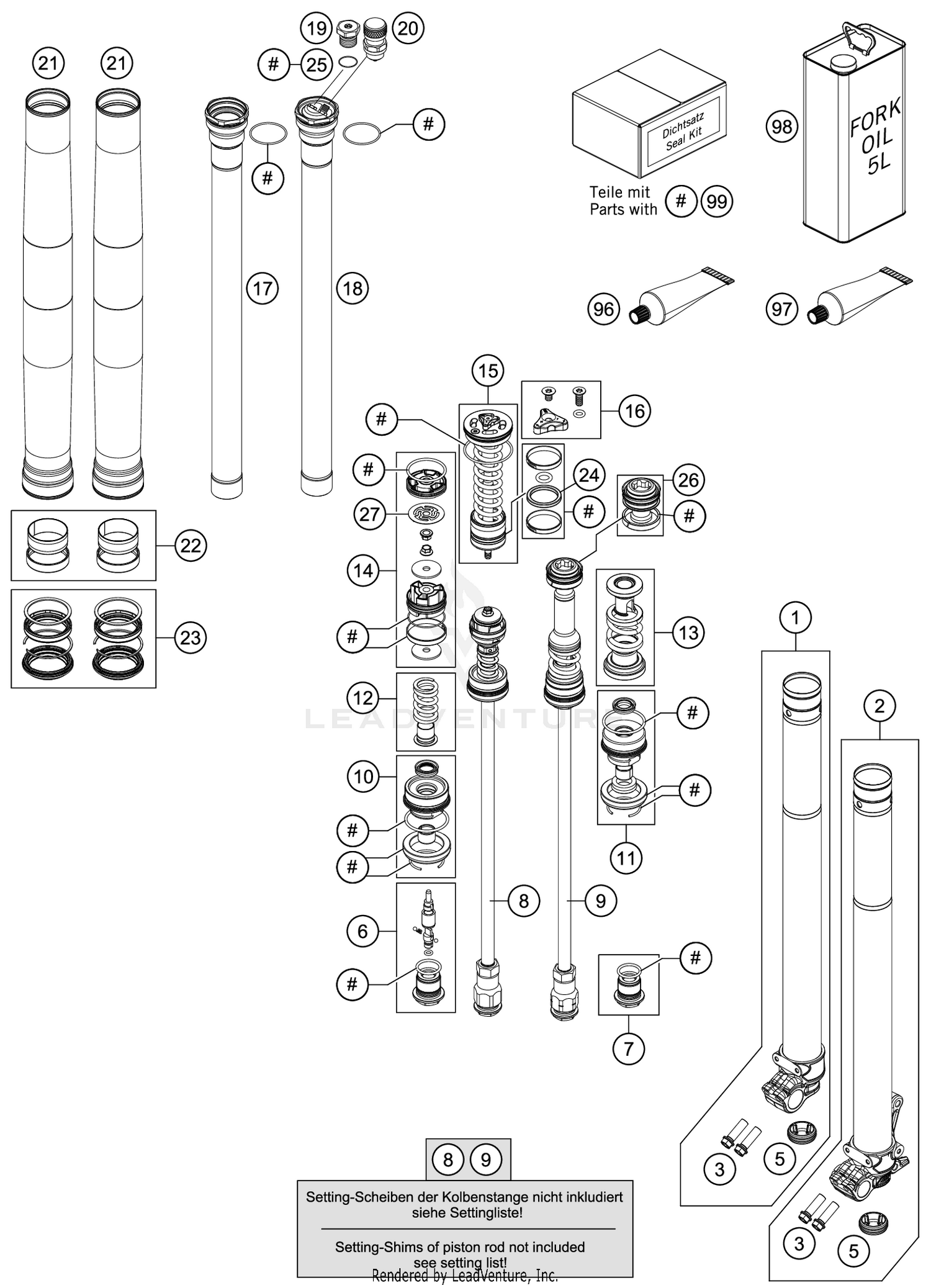 FRONT FORK DISASSEMBLED
