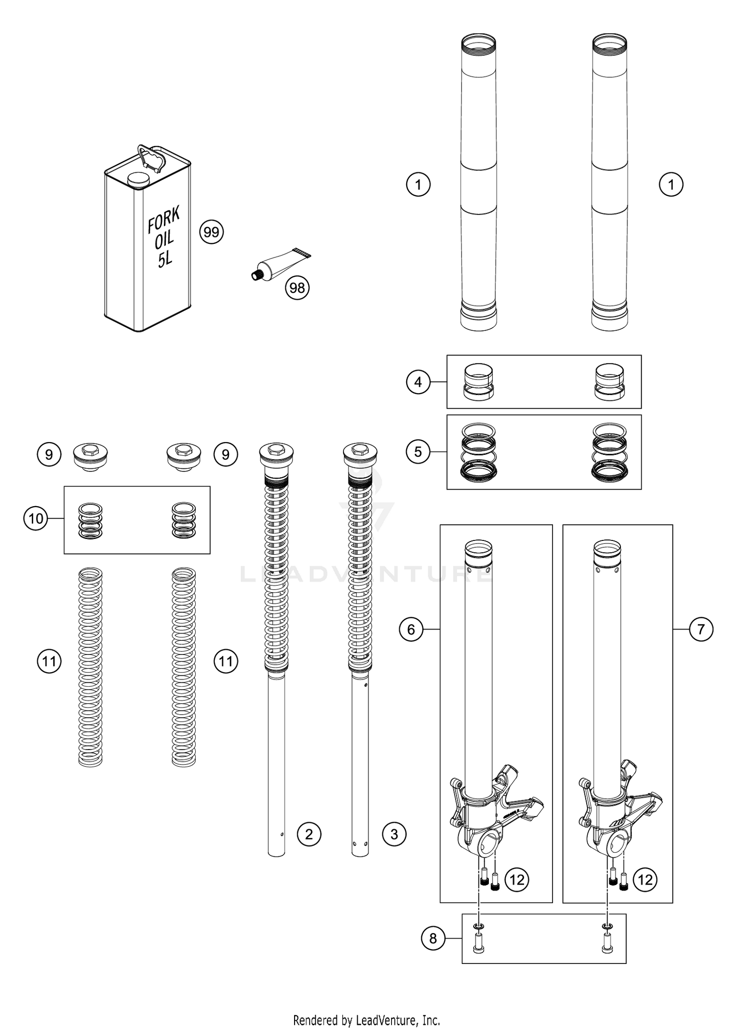 FRONT FORK DISASSEMBLED