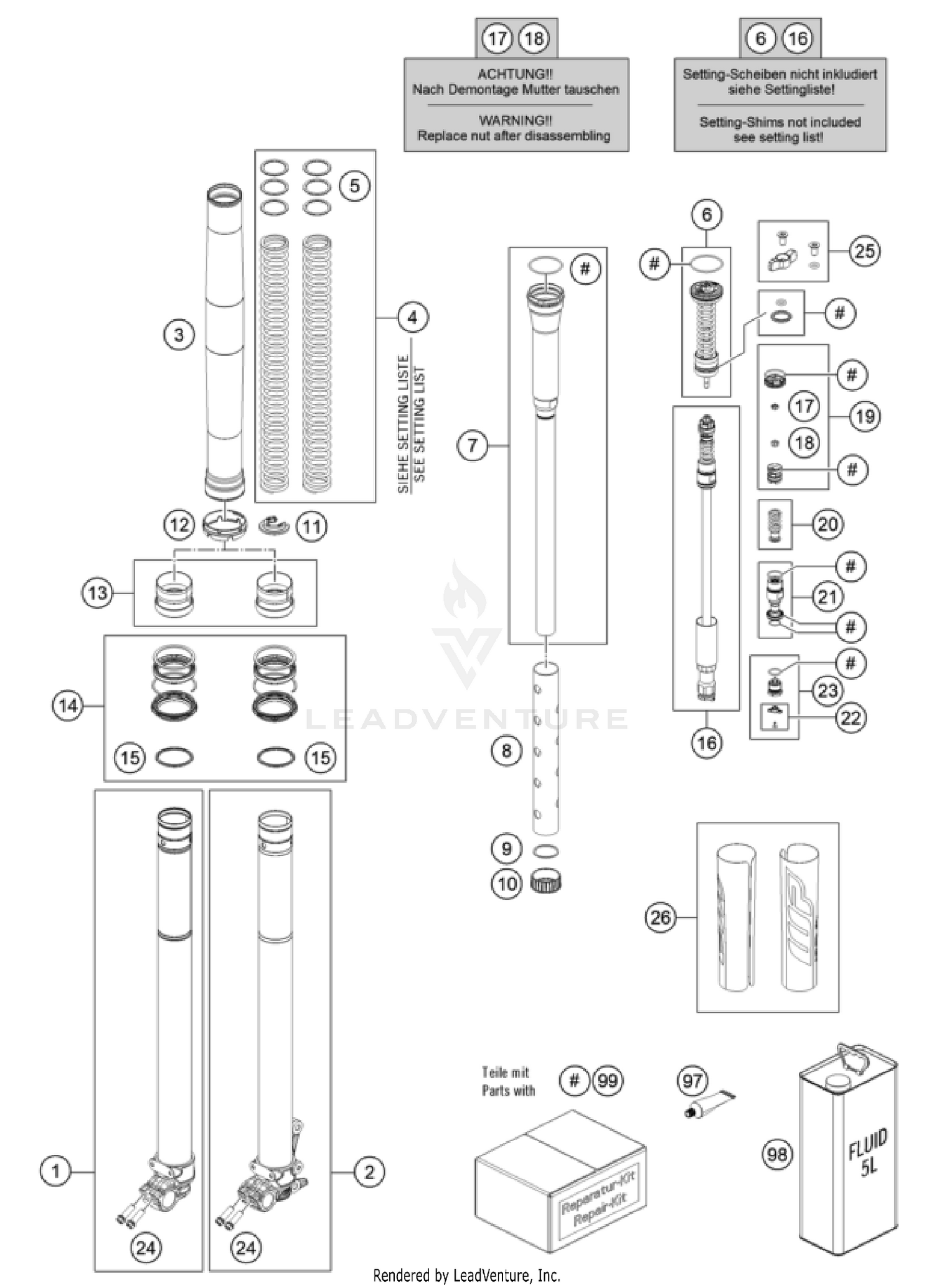 FRONT FORK DISASSEMBLED