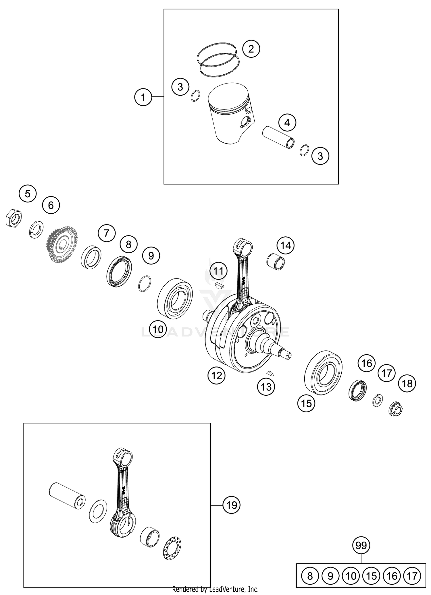 CRANKSHAFT, PISTON