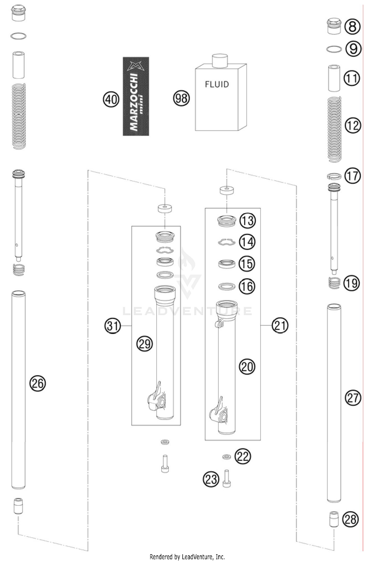 Front Fork, Disassembled
