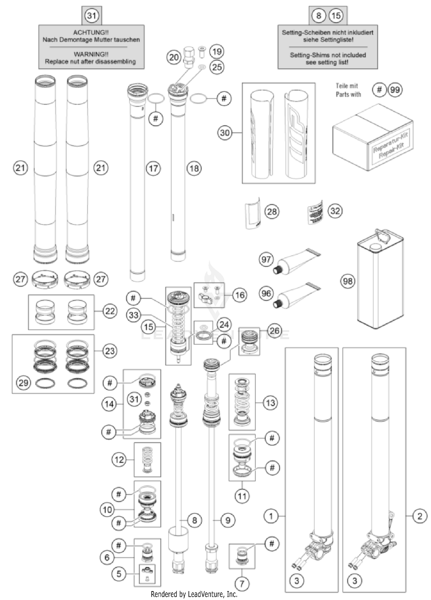 FRONT FORK DISASSEMBLED